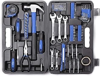 CARTMAN 148Piece Tool Set General Household Hand Tool Kit with Plastic Toolbox Storage Case Blue