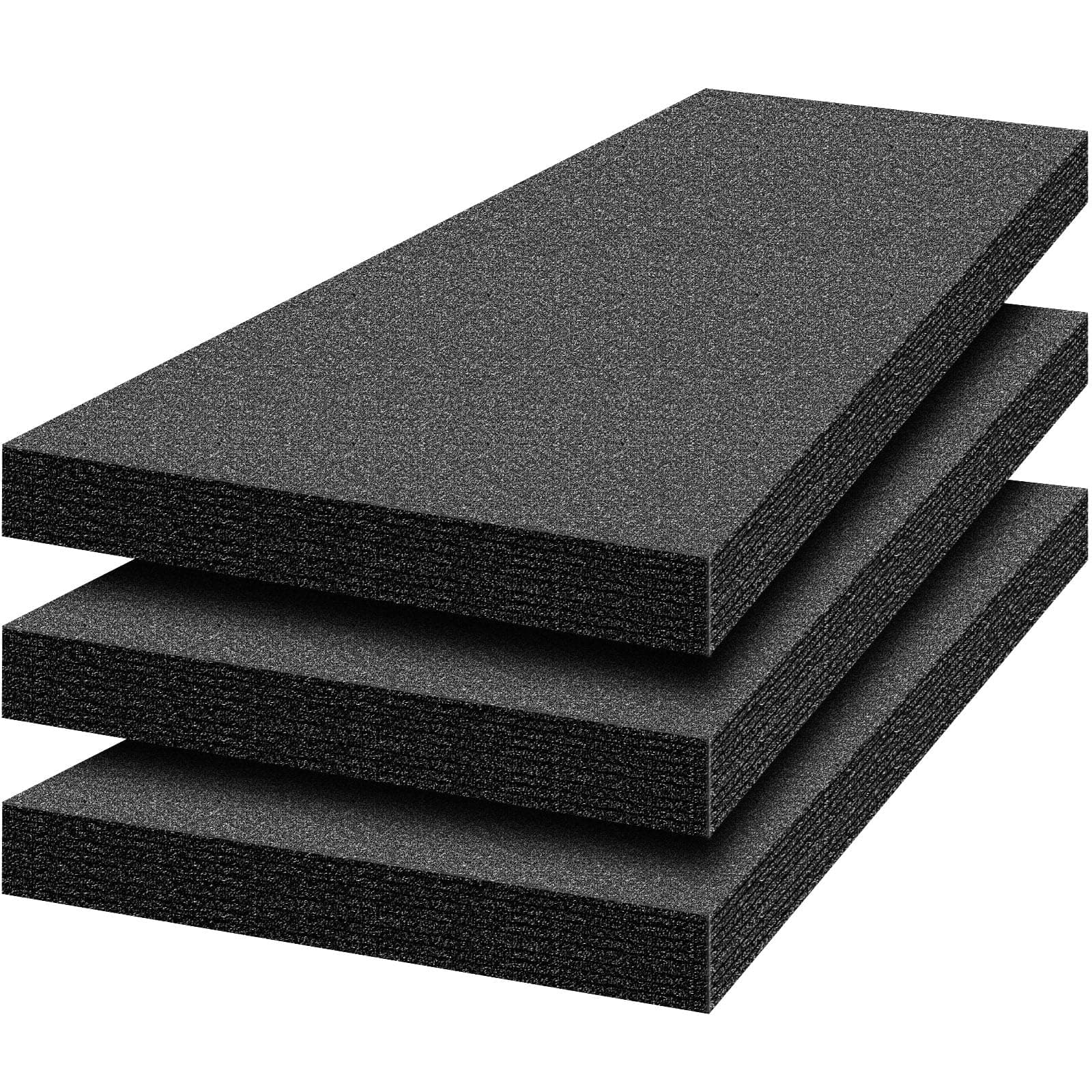 Yaomiao 3 Sheets Customizable Polyethylene Foam 54" x 16" x 2" Thick Black Packing Foam Inserts for Cases Thick Polyethylene Foam Sheet for Packaging and Crafts