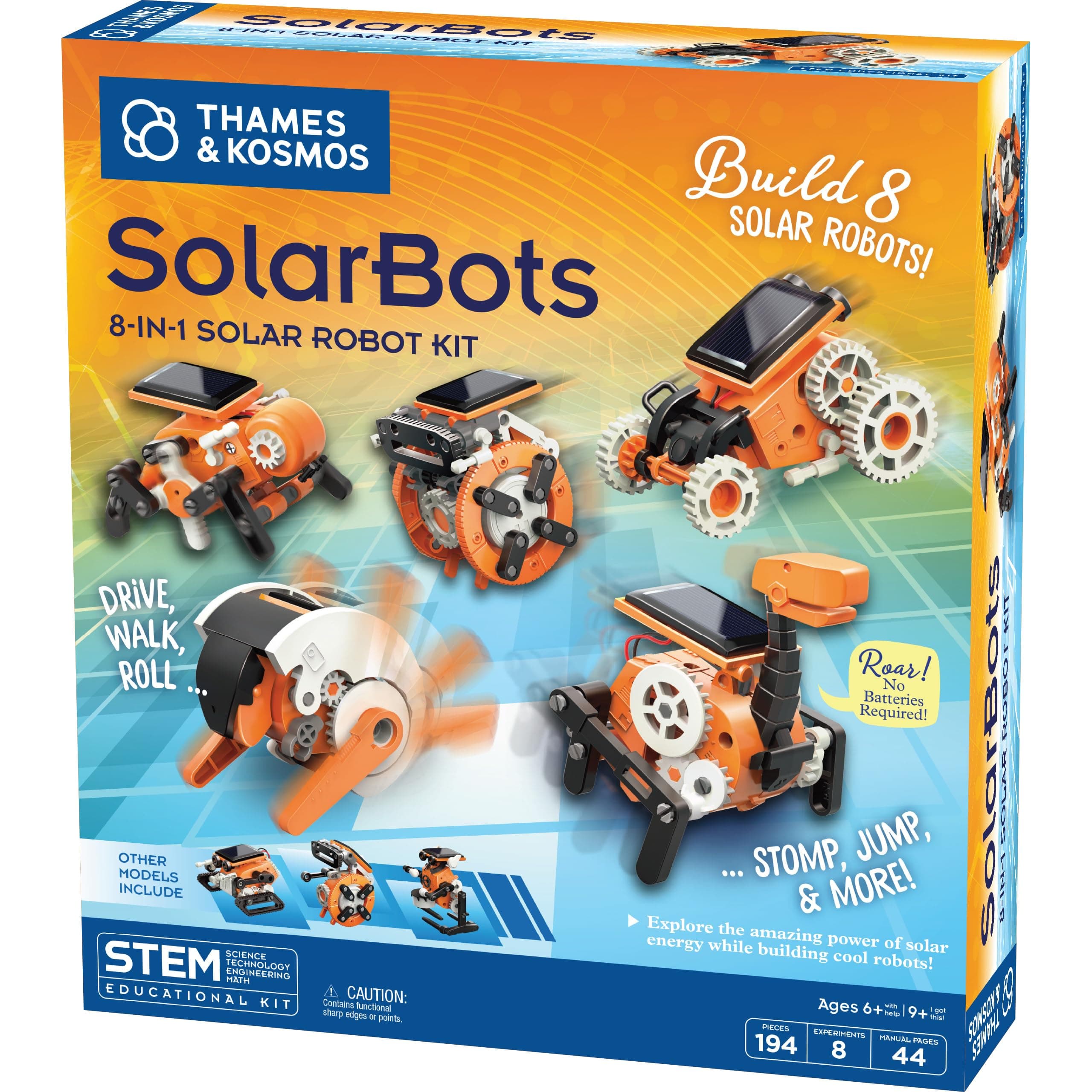 SolarBots: 8-in-1 Solar Robot STEM Experiment Kit | Build 8 Cool Solar-Powered Robots in Minutes | No Batteries Required | Learn About Solar Energy & Technology | Solar Panel Included
