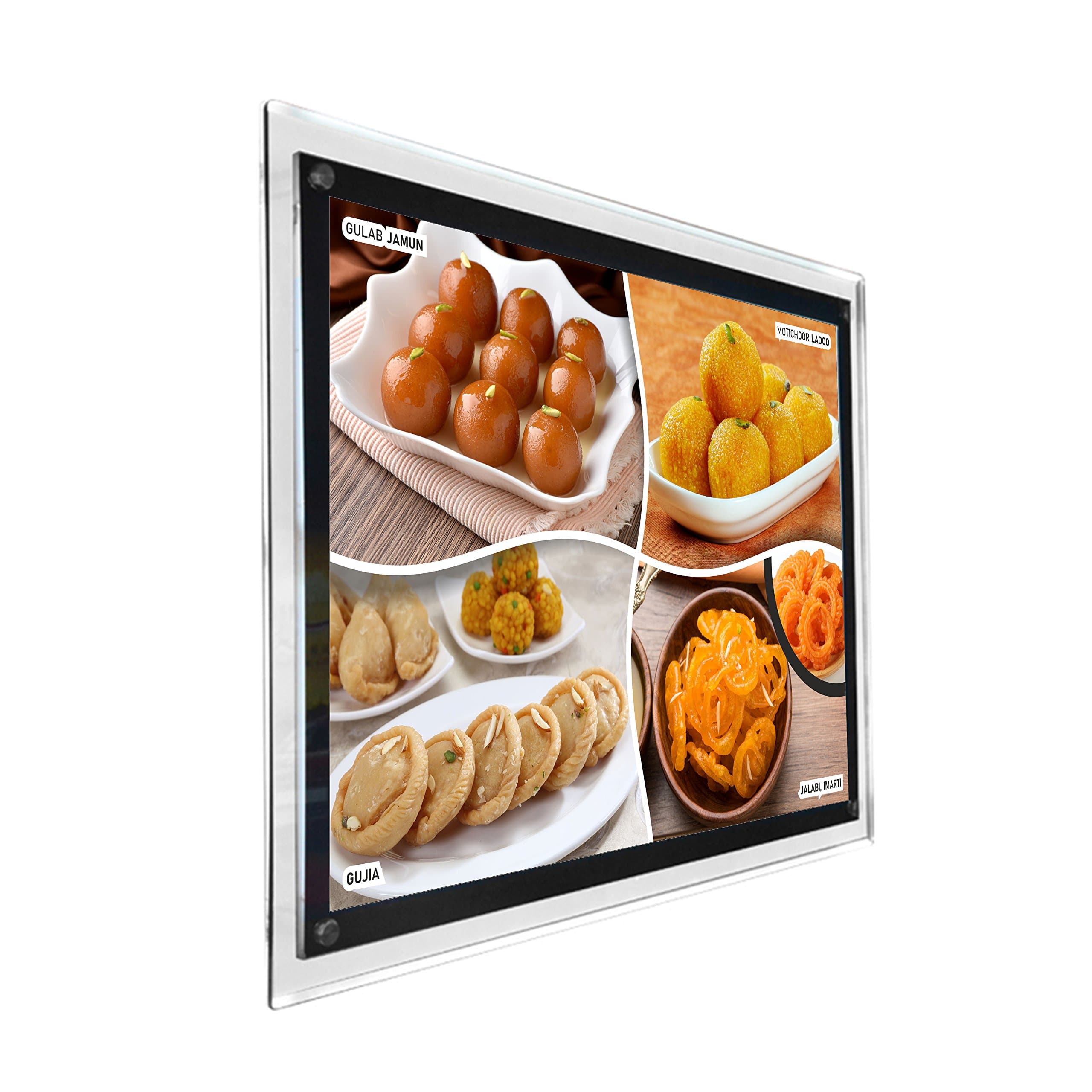 A2 Wall Mounted Restaurant Fast Food Backlit Crystal Frame LED Menu Board Sign