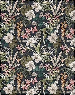 Gertmenian Indoor Modern/Contemporary Area Rug - 9x13 Extra Large, Non-Shedding, Ideal for High Traffic in Living Room, Bedroom, Entryway - Floral, Black, 26818