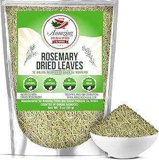 Dried Rosemary Leaves, 12 oz Premium All Natural Herbs and Spices for Meat, Fish, Oils, Dips, Tea. Farm Fresh, Rich Savory Flavor by Amazing Chiles & Spices