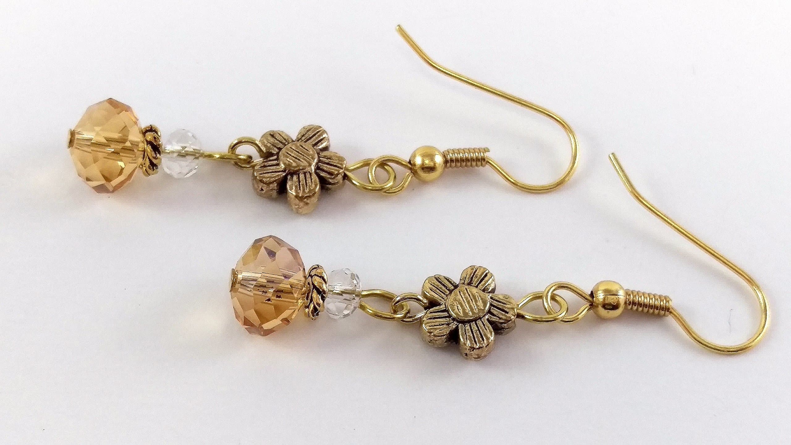 Vanilla Glass Beaded Floral Earrings