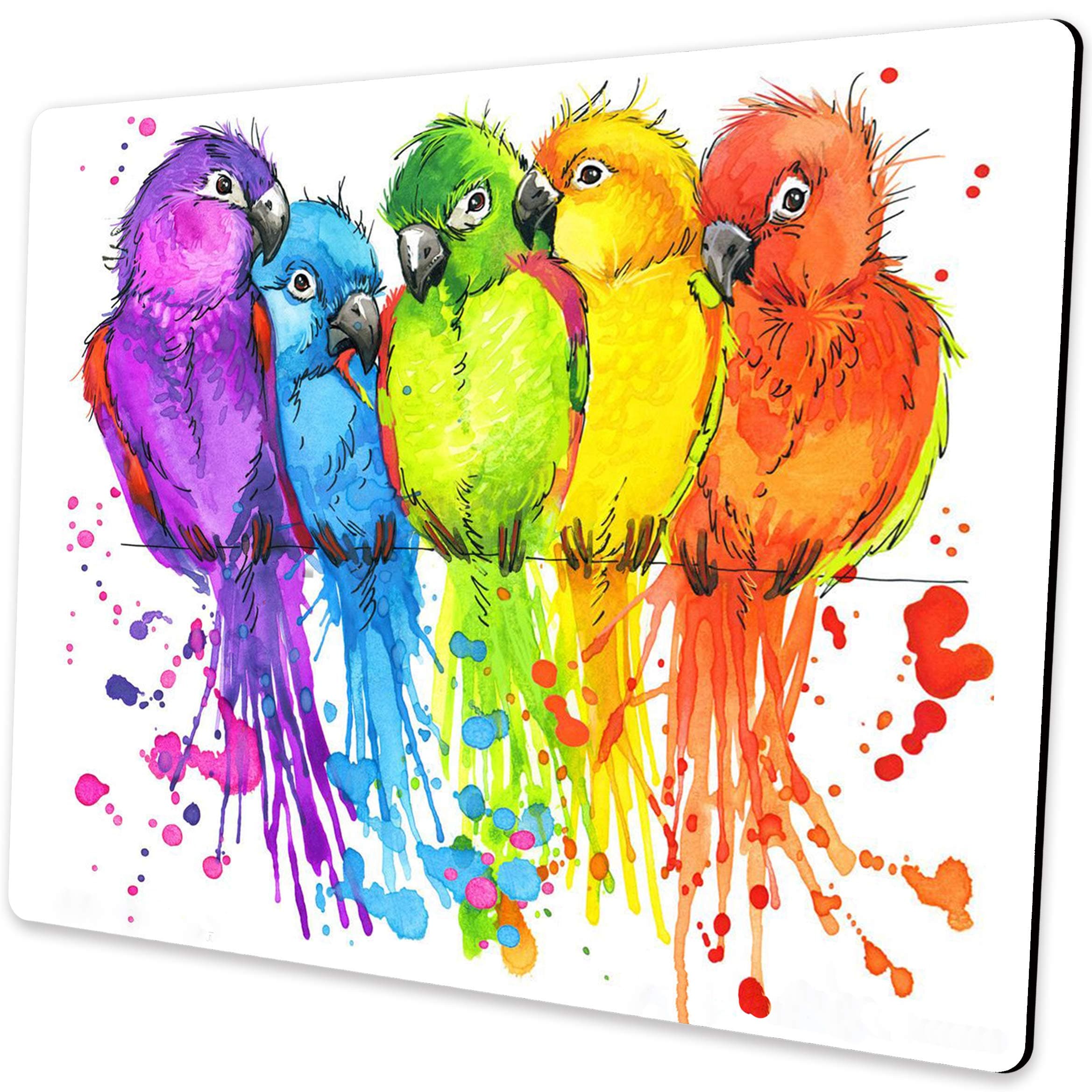 Small Computer Mouse Pad - Watercolor Parrot Design, Non-Slip Rubber Base