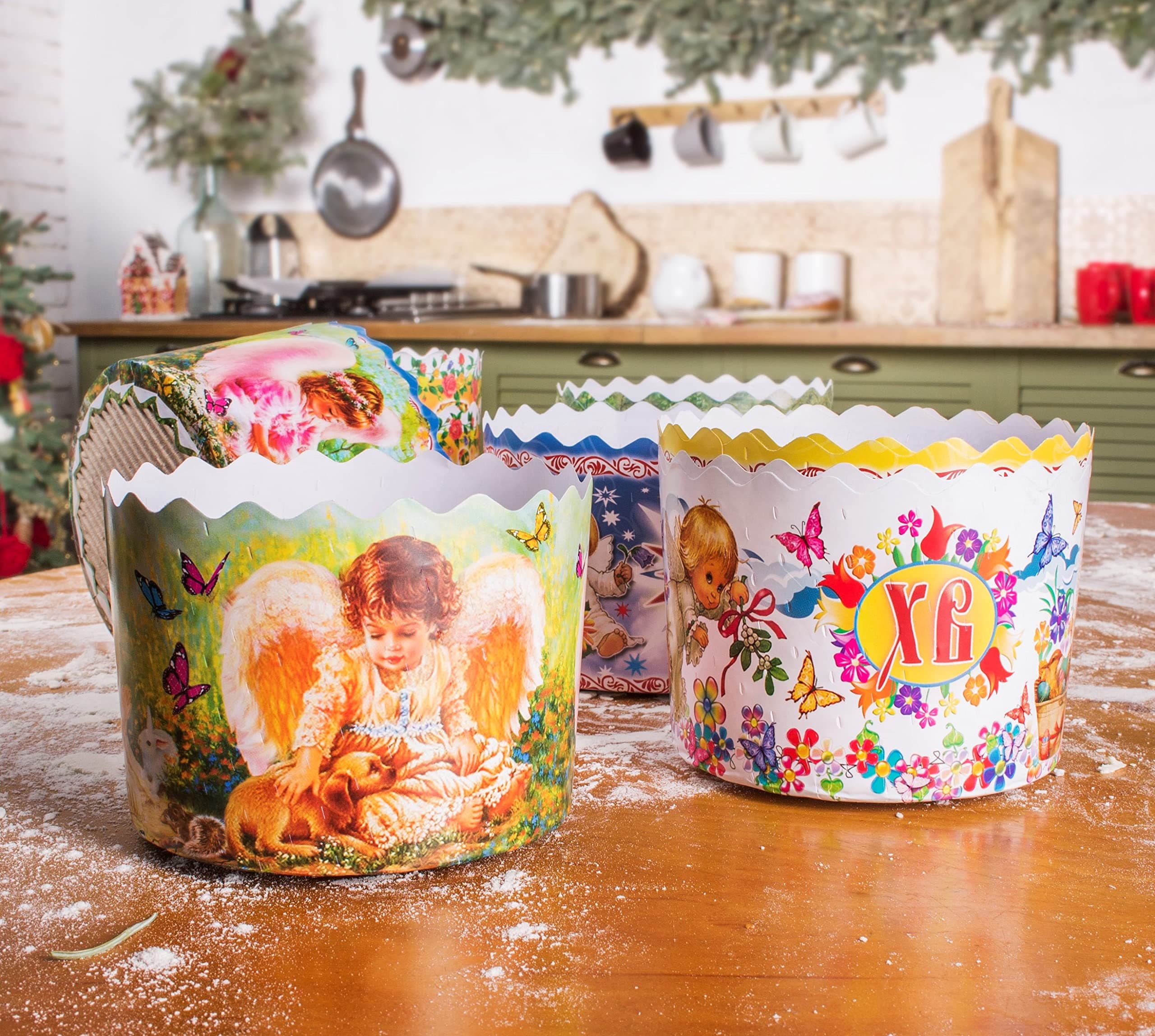 SHSH trade group 12 oz Easter Bread Baking Paper Molds | 12 Pack Forms | Round Non Stick Kulich Paska Mold - Panettone Paper Mold W 4.33 x H 3.35-In