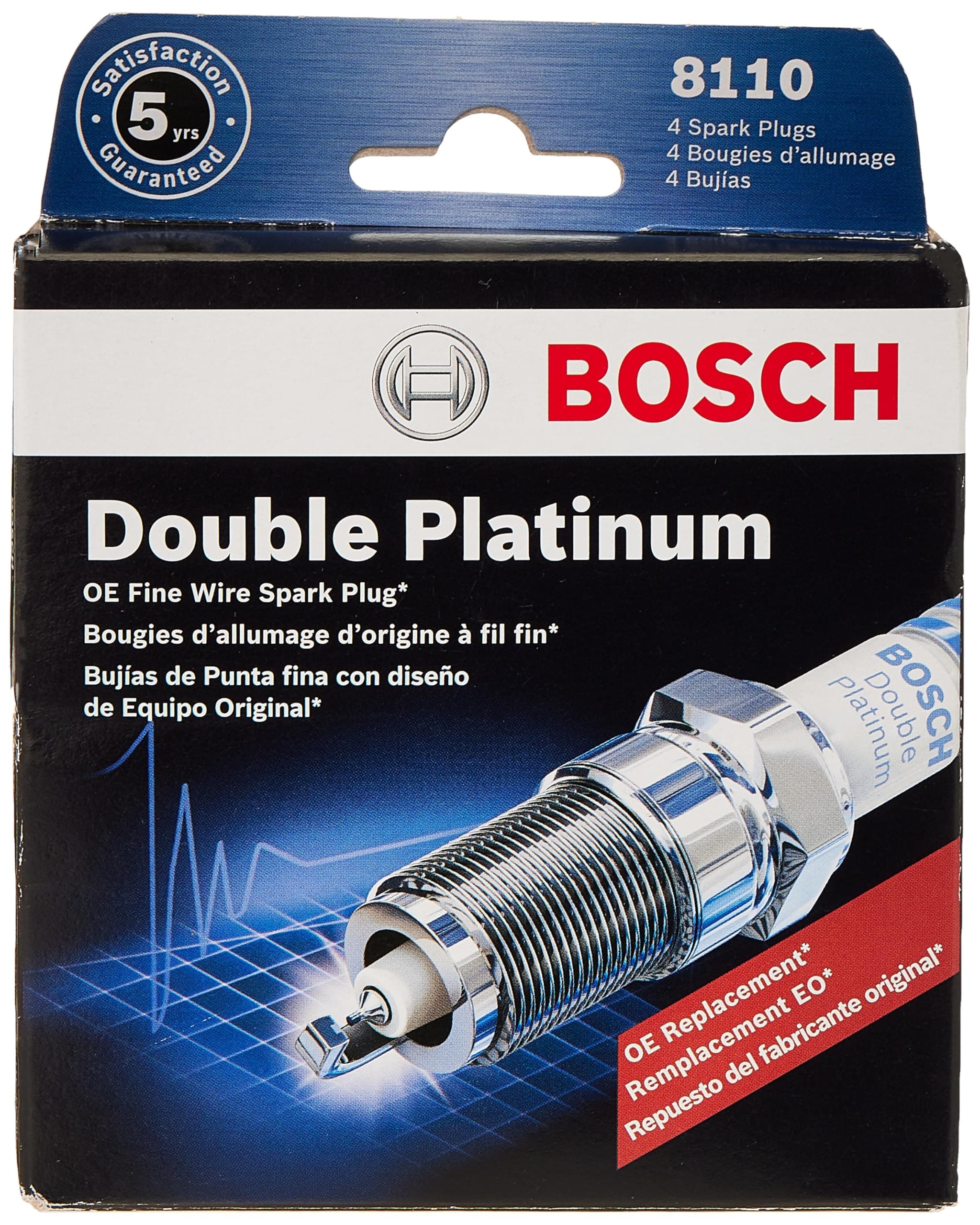 BOSCH 8110 OE Fine Wire Double Platinum Spark Plug - Pack of 4