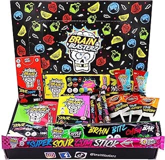 Sour Sweet Gift Box - Sour Sweets Collection, 14 Pcs Sour Candy Sweet Box, Sweet Hamper, Vegan & Halal Sweets, Gift Idea for Easter, Halloween, Birthdays & Christmas for Adults & Kids