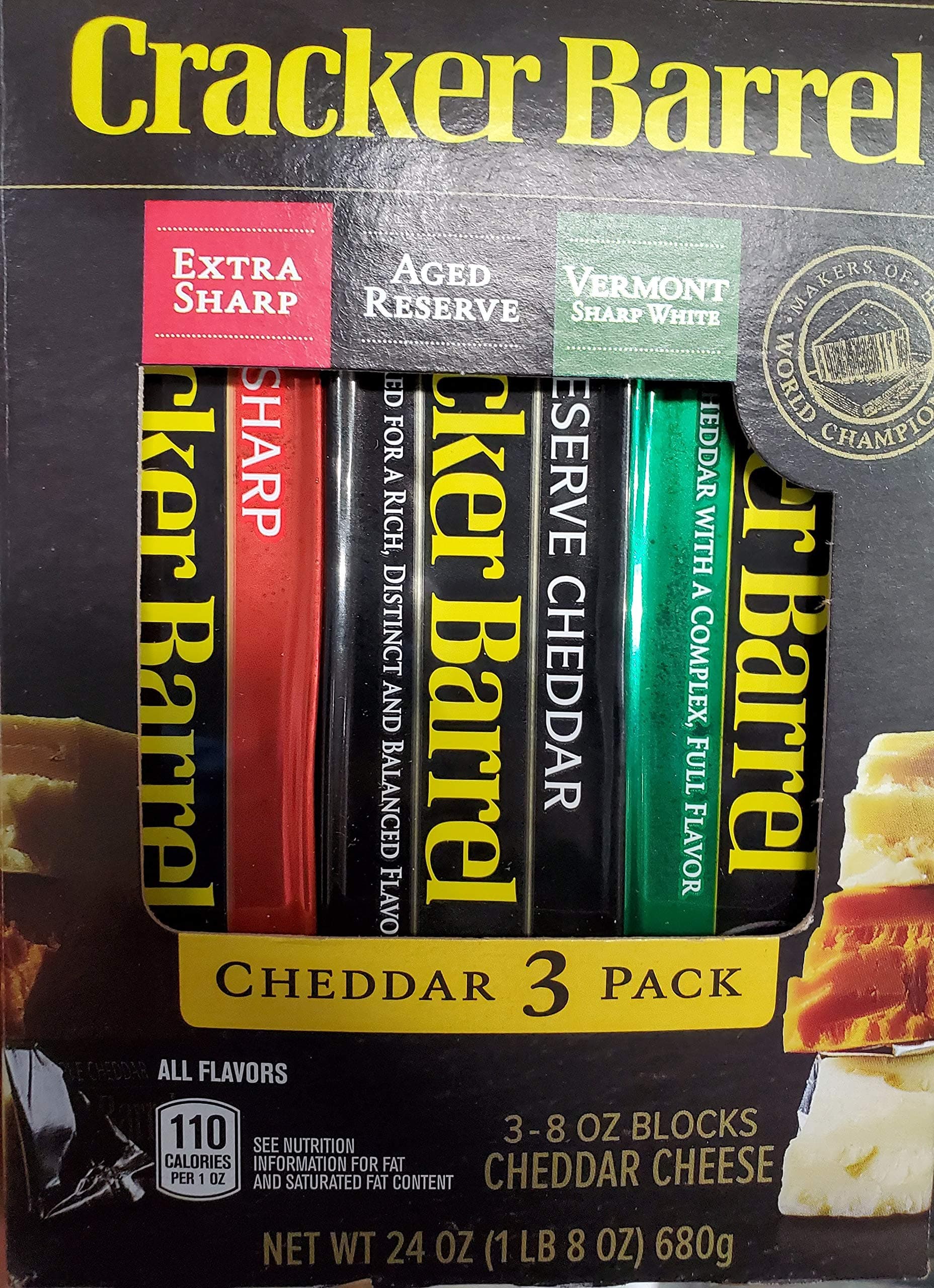Cheddar 3 Pack 3 x 8 oz Blocks Cheddar Cheese total 24 oz