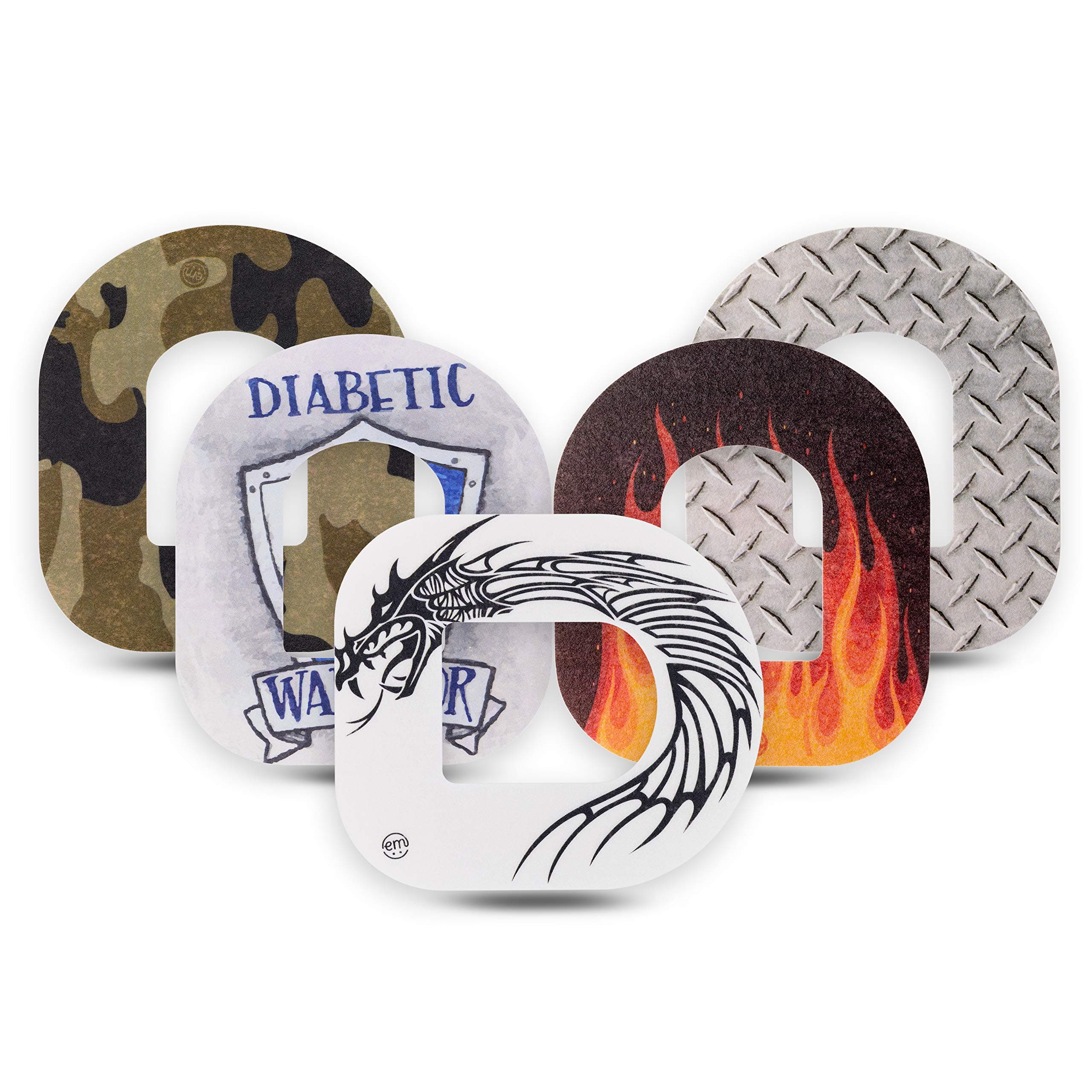 ExpressionMed - Adhesive Patch for Omnipod (5-Pack) - Made in The USA, Waterproof, Split Backing, CGM Tape (Warrior Variety Pack)