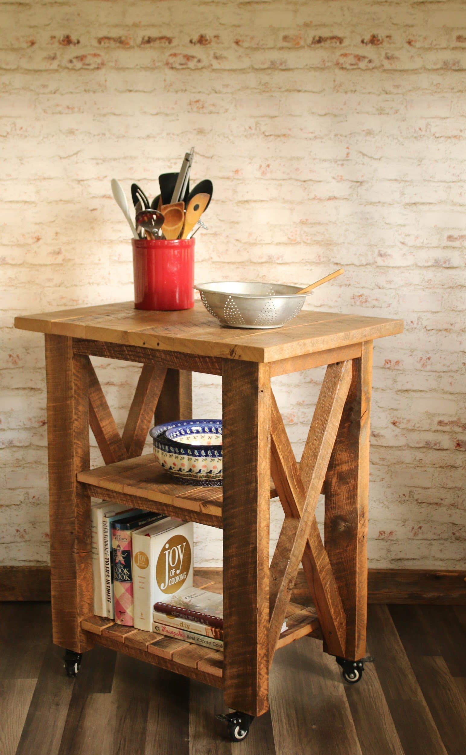 Kitchen Island with optional drop leaf made from reclaimed wood