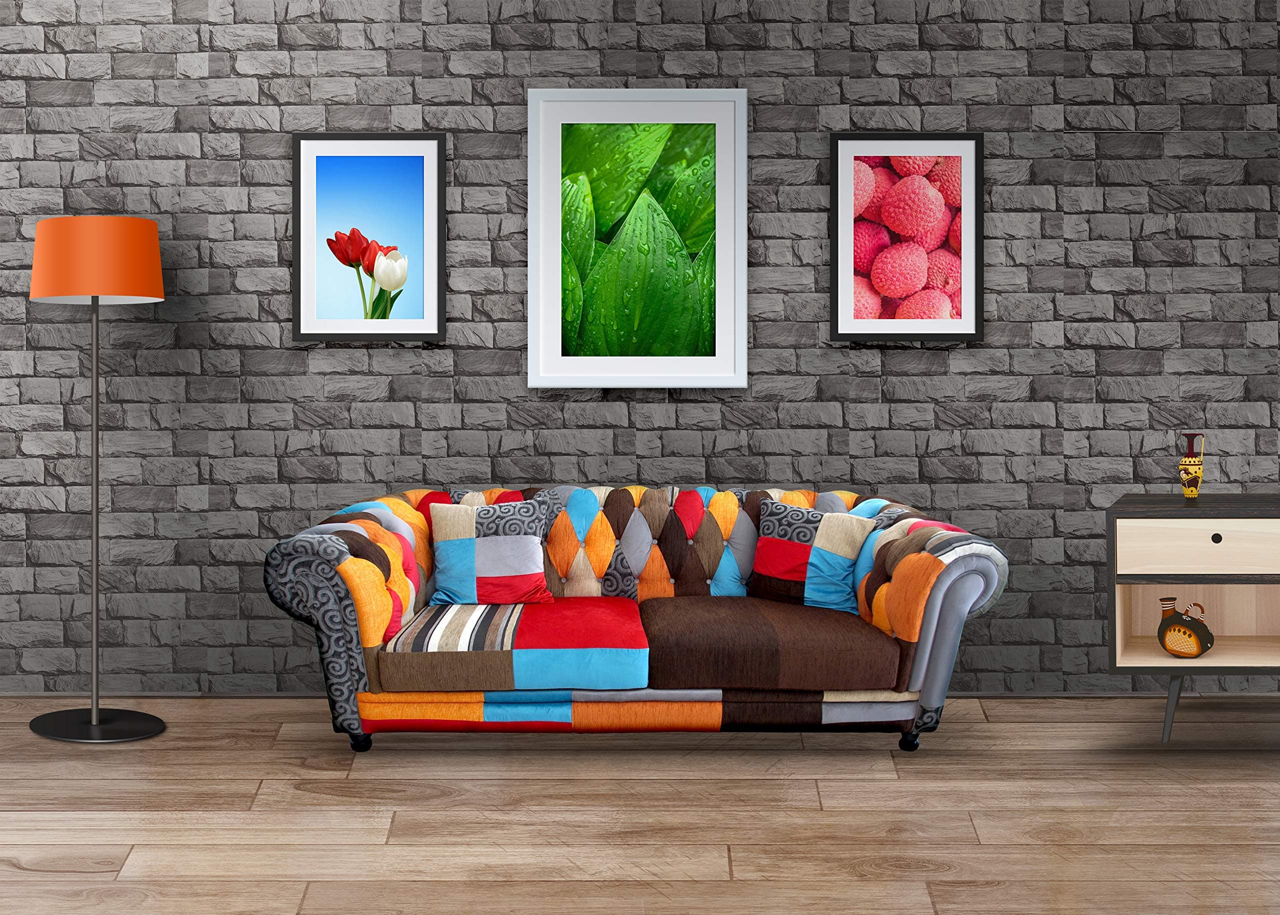 Wallzere Grey Bricks Design Textured Wallpaper Full Roll. (0.53*10 Metres, 57 Sq Ft)