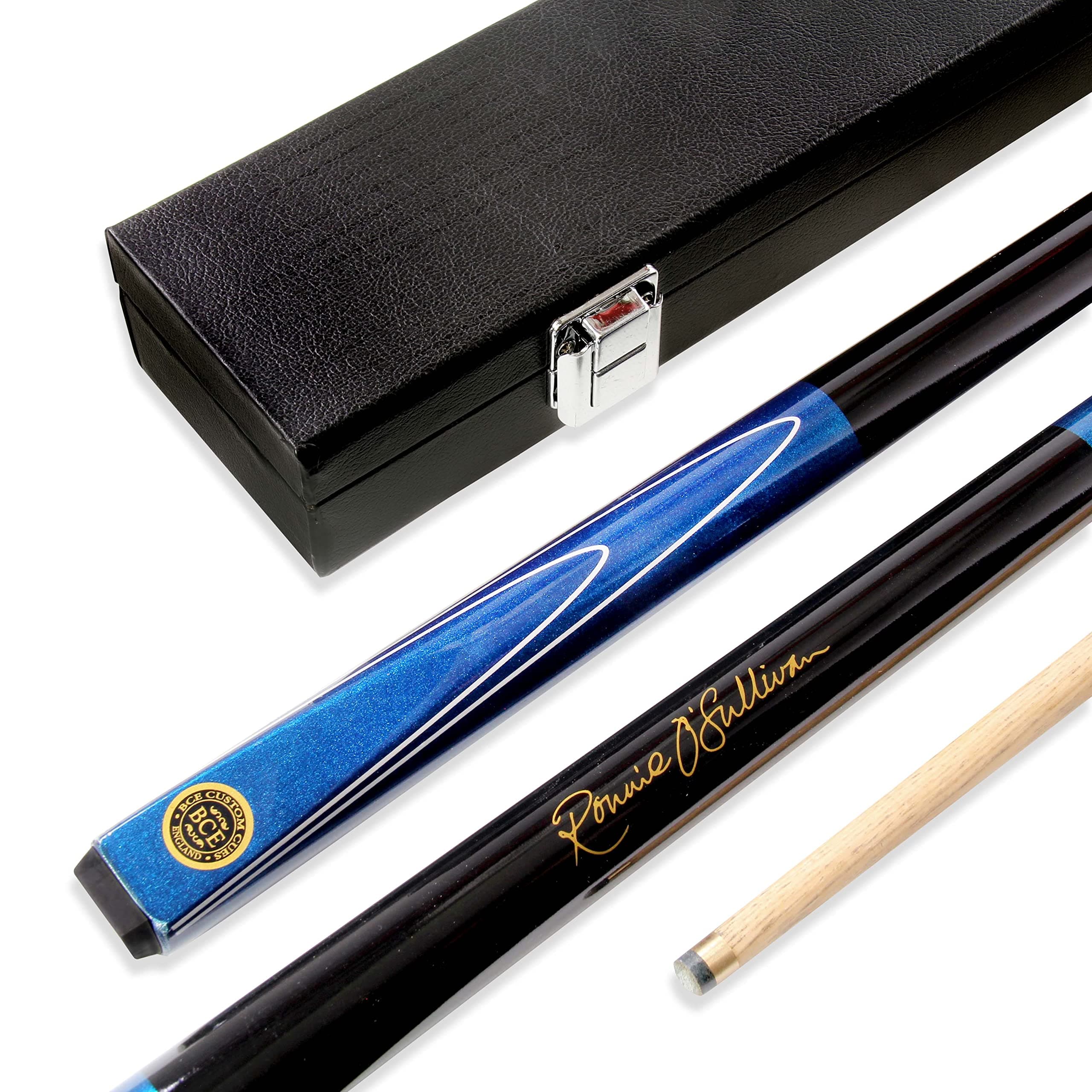 Blue Merlin 2pc Ash Pool Snooker Cue & Hard CASE - 9.5mm Tip