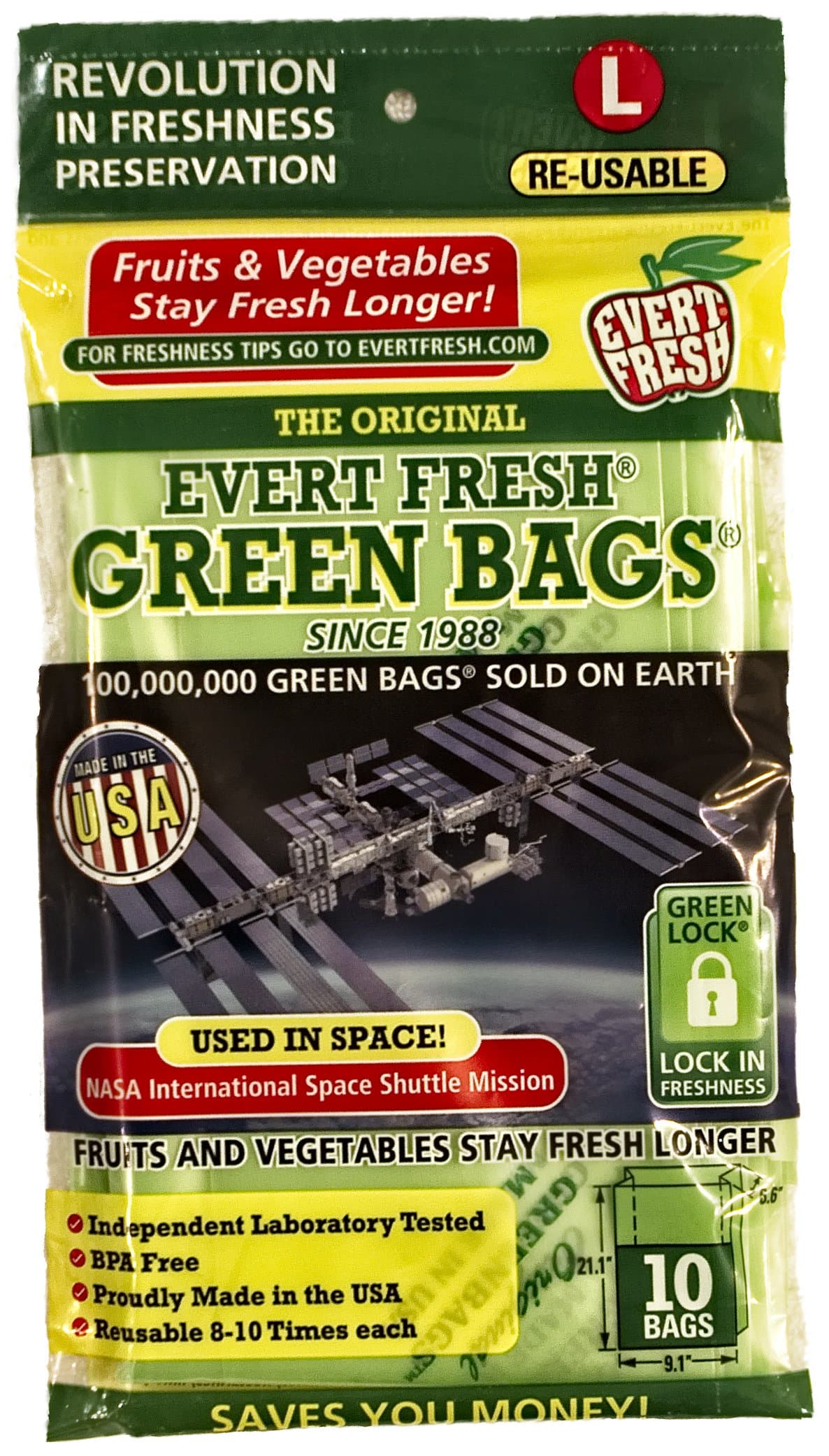 EVER FRESH Produce Bag Large, 10 CT