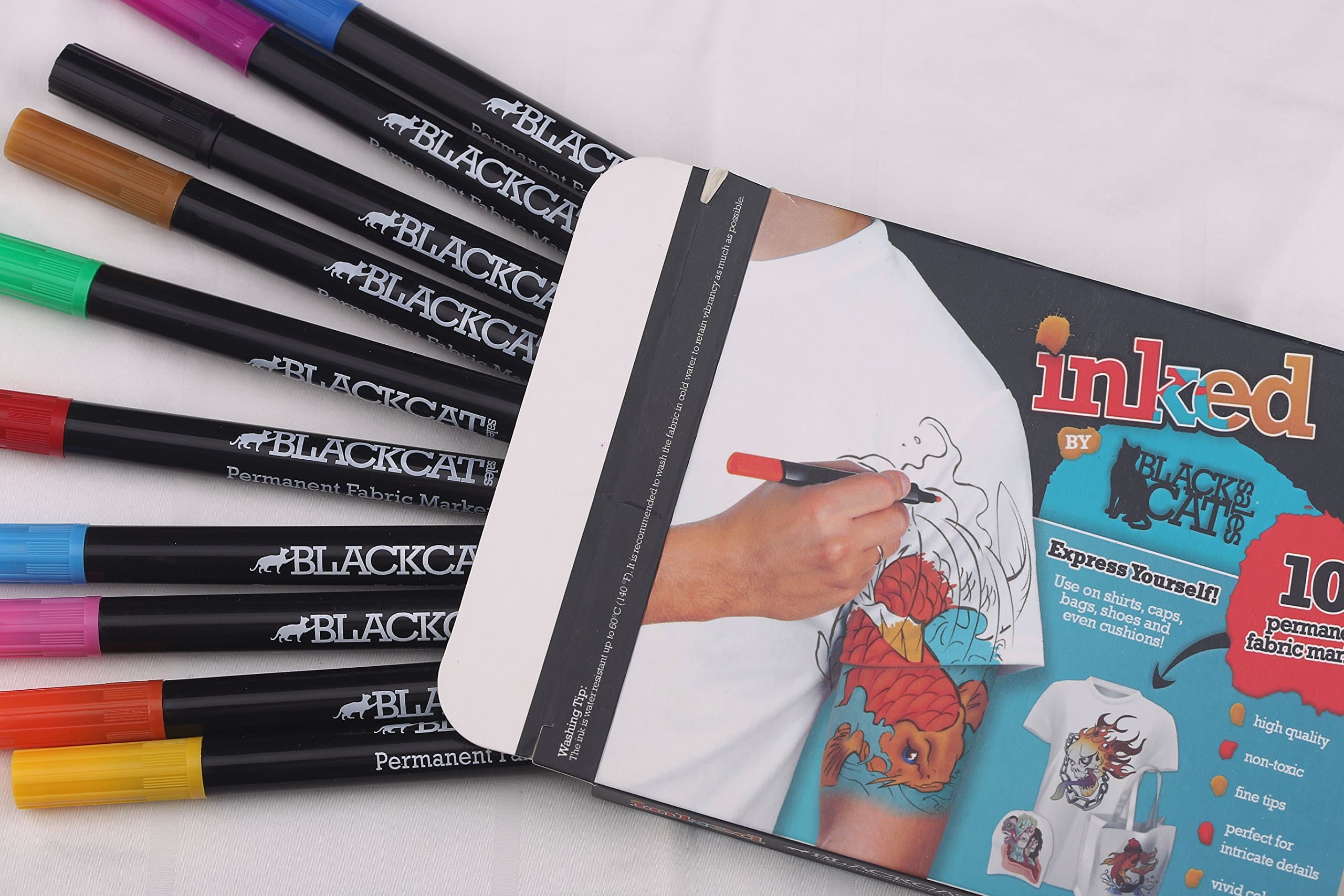 2mm Permanent Fabric Markers, 10 premium quality fine-tip pens. Water-based & non-toxic ink. Child-safe. Have fun & paint the best DIY designs!