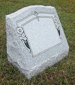 Granite Slant Headstone Memorial (Multiple Designs) | Custom Engraved Slanted Cemetery Monument | Polished Face with Serpentine Top
