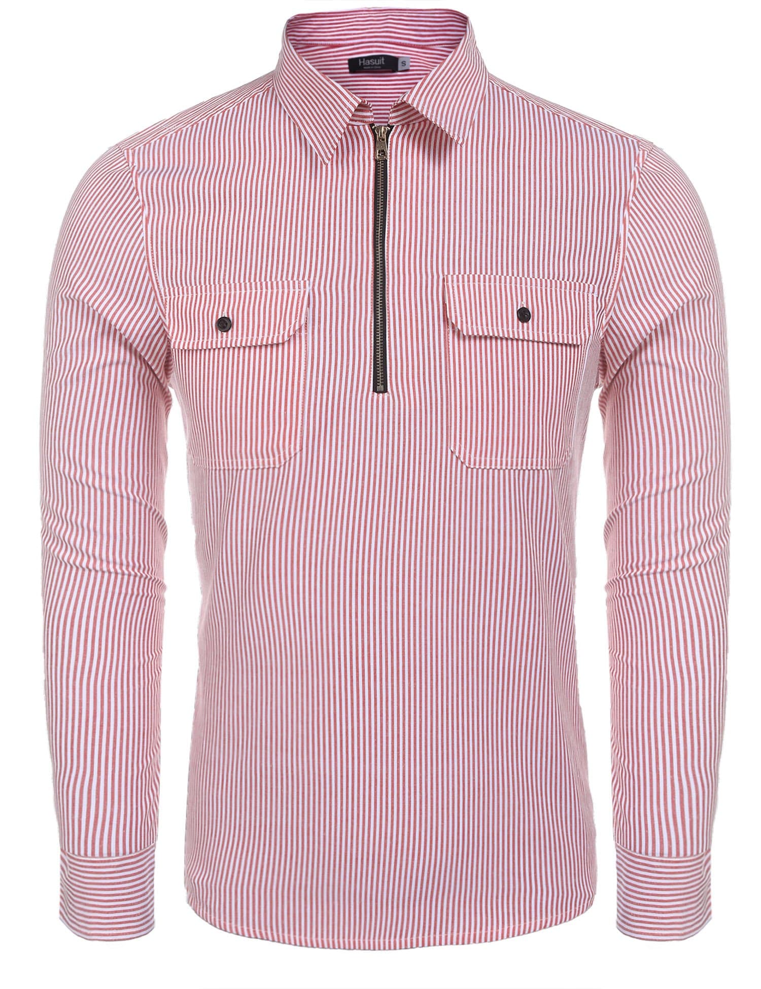 Hasuit Men's Regular Fit Long Sleeve Printed Dot Stretch Smart Casual Dress Shirt