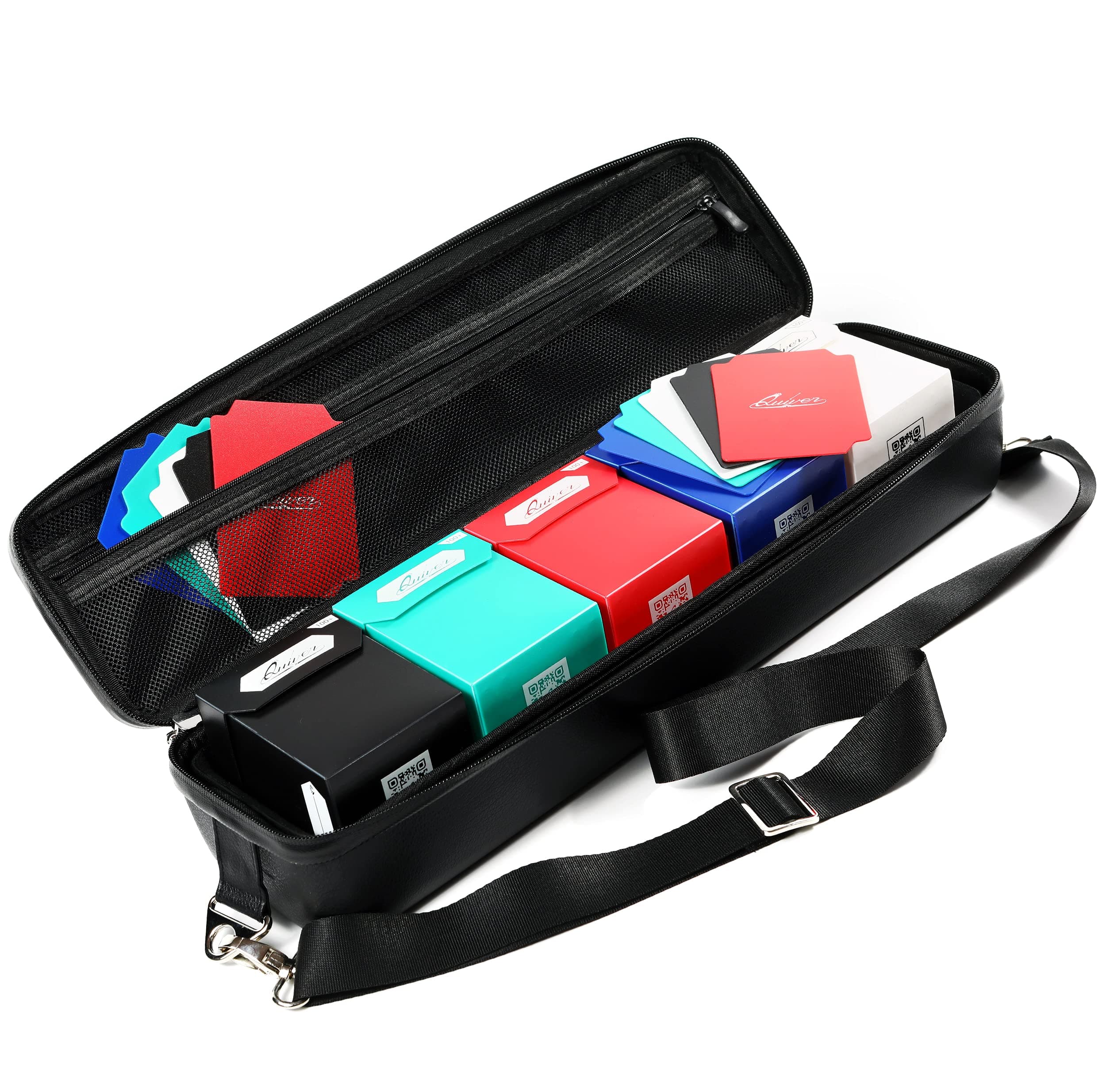 Quiver Time Bundle: 1 x Black Quiver Card Case + 5 x Deck Blocks 100+ Compatible with MTG TCG, Yu-Gi-Oh, KeyForge, Dragon Ball Z, Netrunner, Legendary etc.