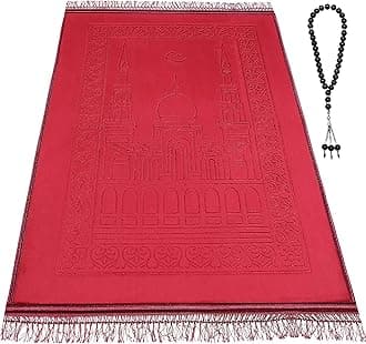 Muslim Prayer mat Extra Soft and Thick Padded Rug for Eid Travel Ramadan Islamic Gift and Great for Knees and Forehead