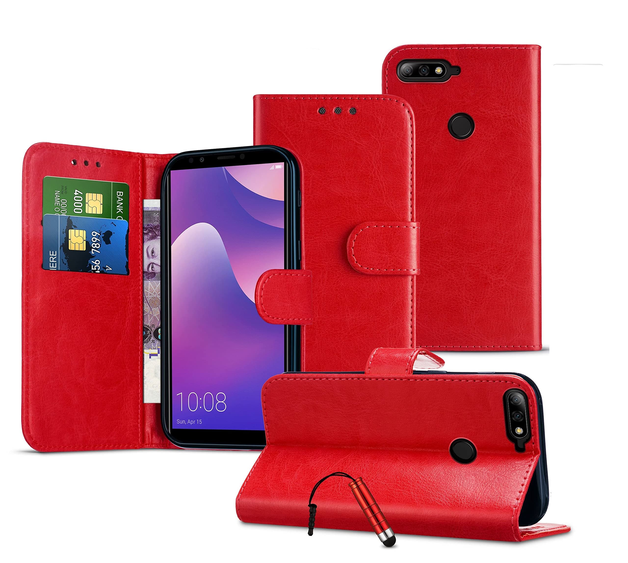 HTC 10 Cases, Leather Wallet Case [Card Slots] [Stand Case] [Magnetic Closure] Phone Case PU Leather Case HTC 10 - Red