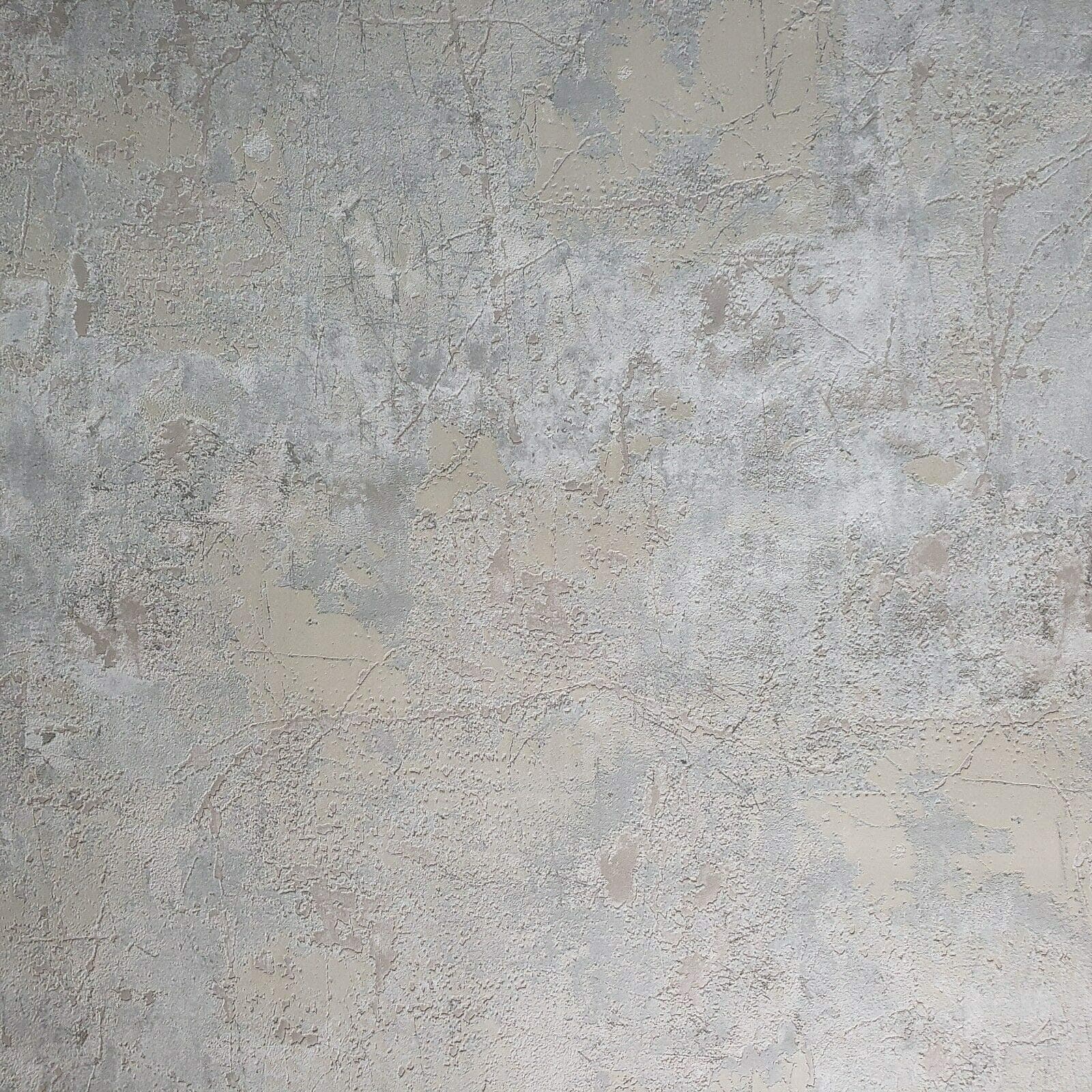 Embossed Industrial Pattern Green Grey Rusted Plaster Concrete Textured Wallpaper