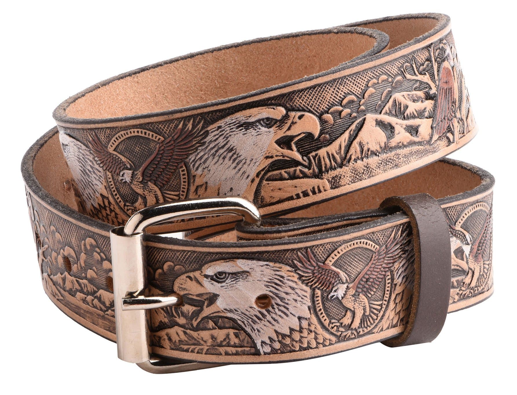Men's Full Leather 1.5" / 40mm Eagle Pattern Belt/Buckle Strap