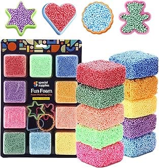 Fun Foam Modeling Foam Beads Play Kit, Children’s Educational Clay for Arts Crafts Kindergarten, Preschool Kids Toys Develop Creativity, Motor Skills (10-Pack)