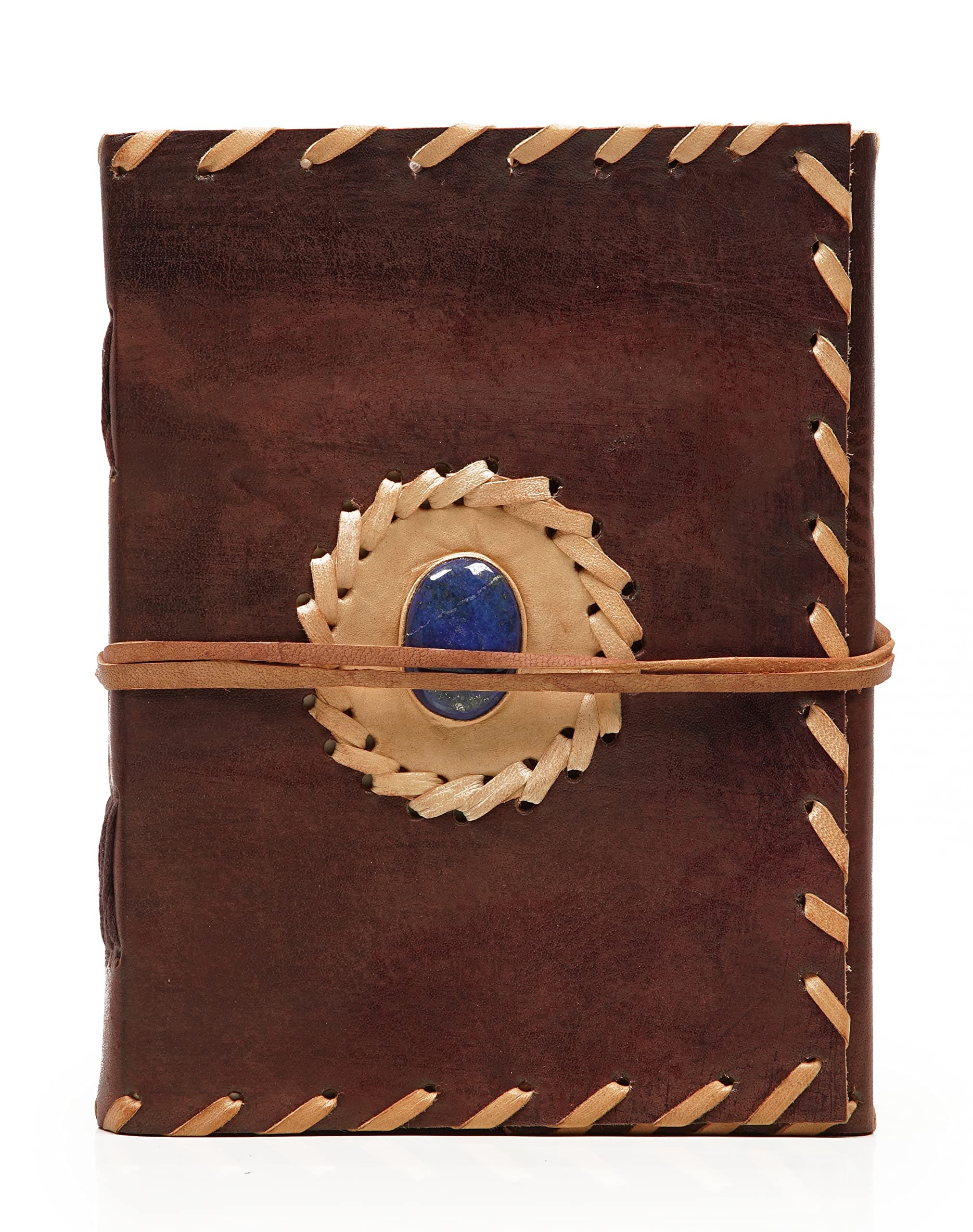 Trimurti’s Leather Journal Large Writing Notebook - Handmade Leather Bound Vintage Journal For Women and Men with Semi-Precious Stone Gift For Art, Travel Diary To Write