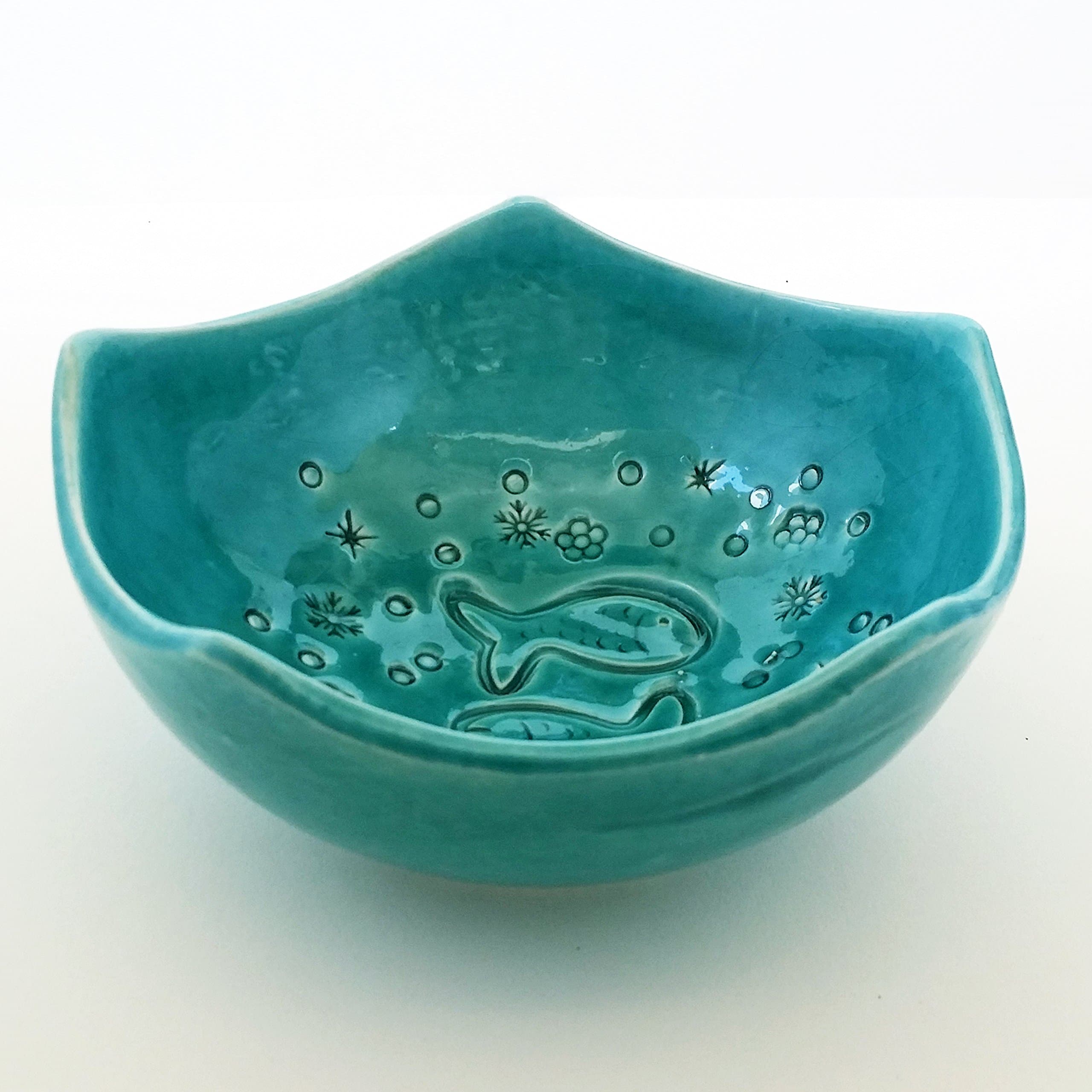 Handmade Decorative Ceramic Bowl, Turquoise Pottery, Kitchen Bowl