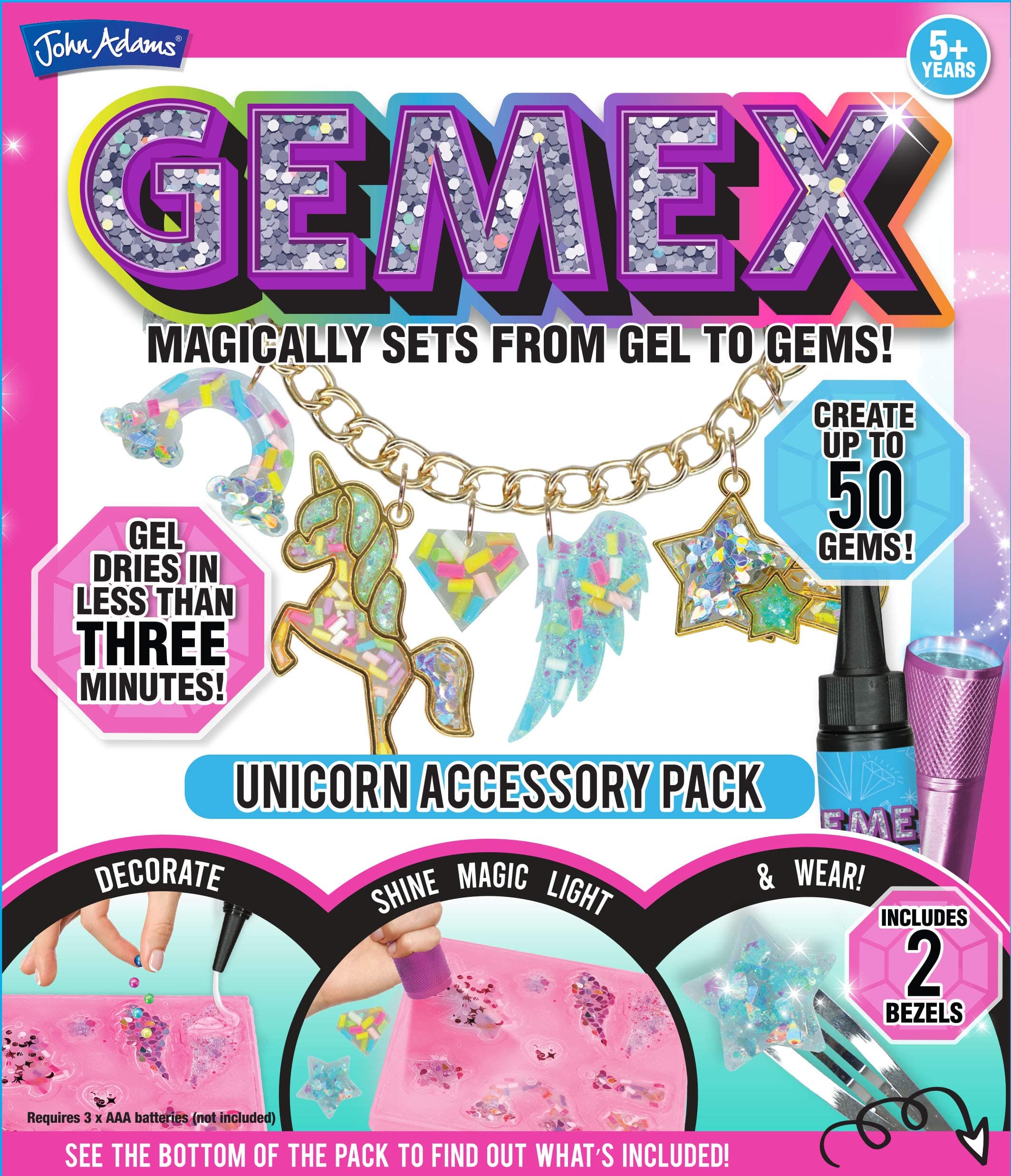 John Adams | GEMEX Unicorns Accessory pack: Magically sets from gel to gems! | Arts & crafts | Ages 5+