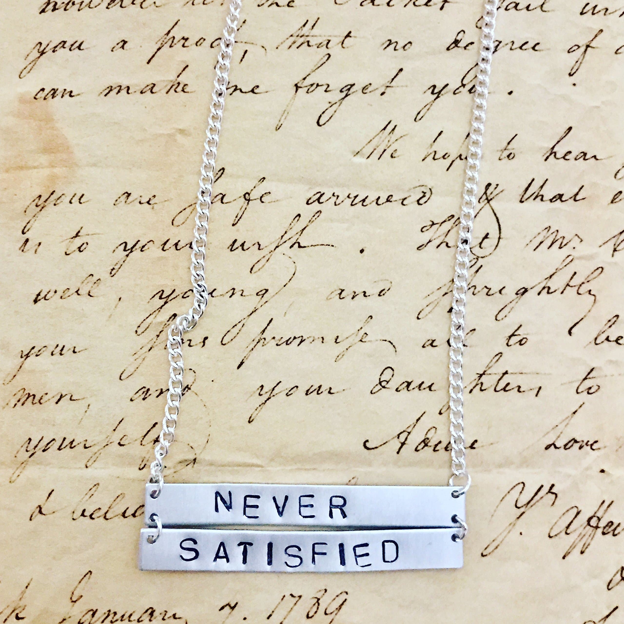 HAMILTON Broadway SATISFIED Lyrics necklace