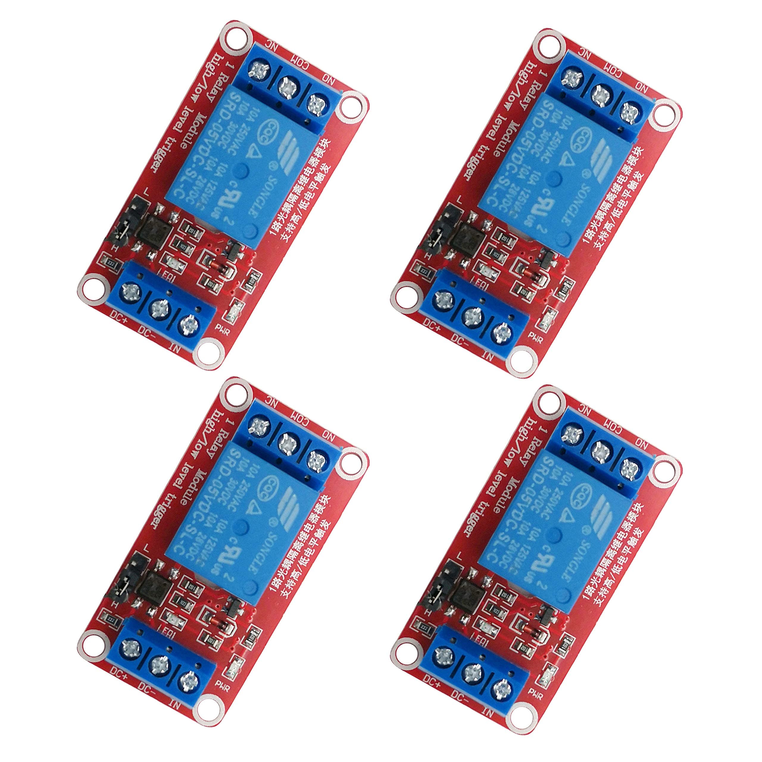 Excelity 4-Packs Single-Channel DC 5V Relay Module for Arduino Raspberry DSP AVR PIC ARM