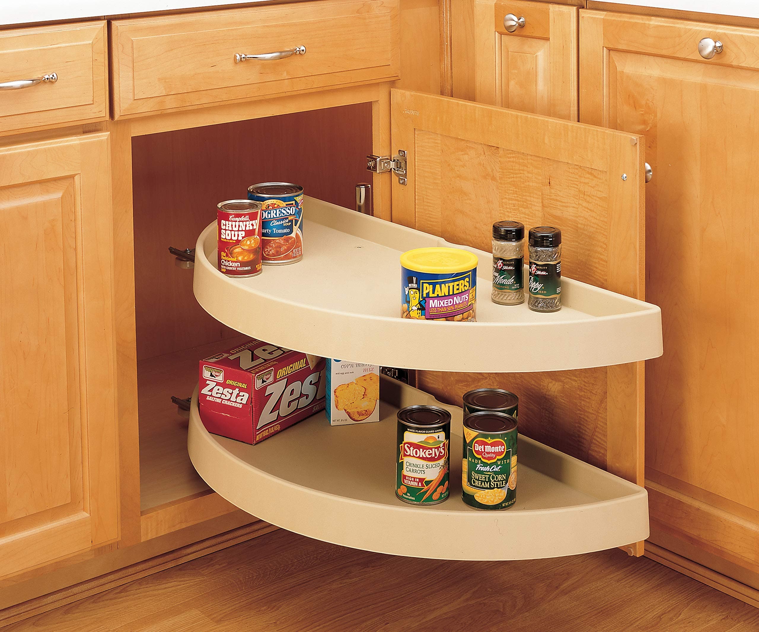 Rev-A-Shelf 39 in Polymer Half Moon Susans 2-Tier, Almond, 24