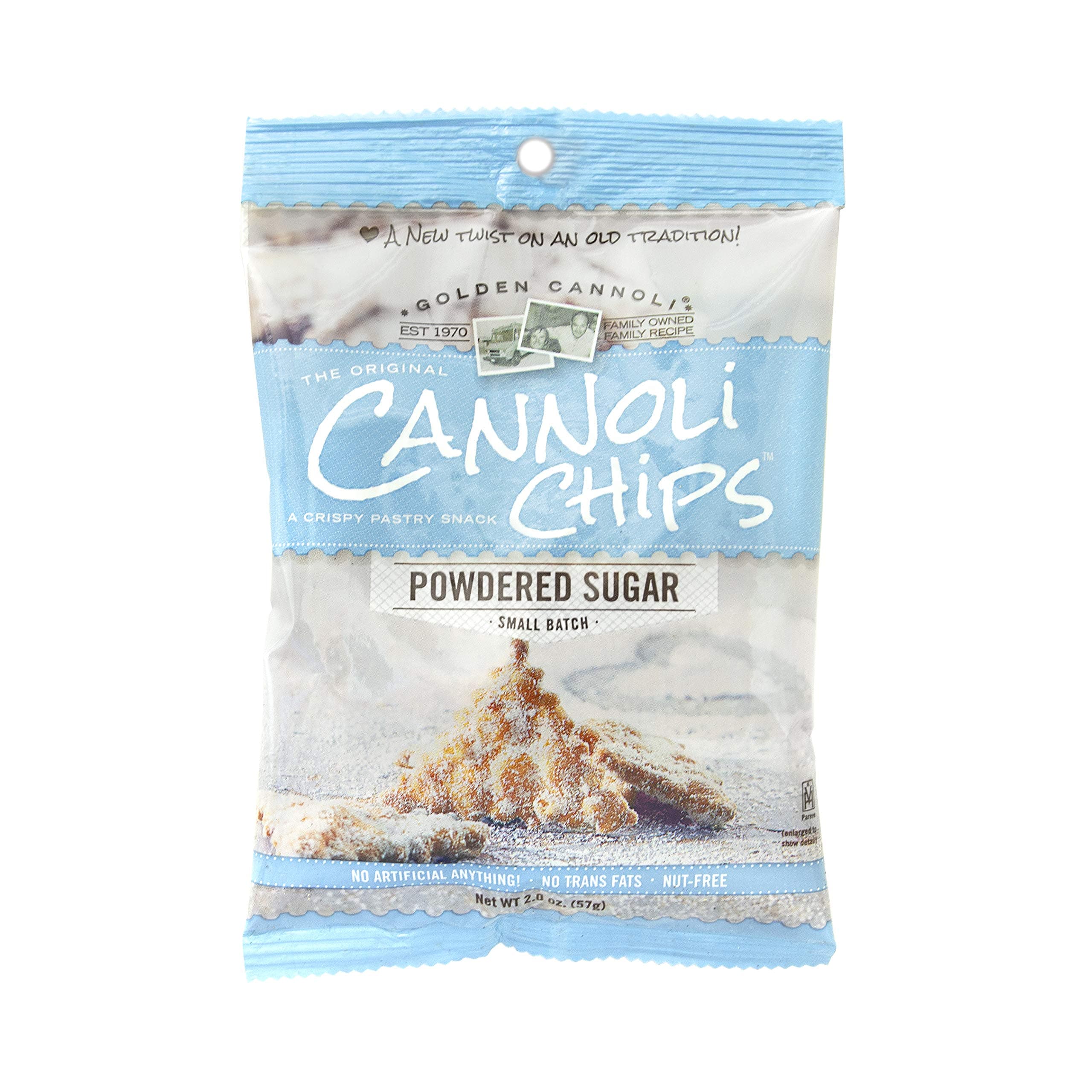 The Original Cannoli Chips, 10ct Single Serving Case (Powdered Sugar)