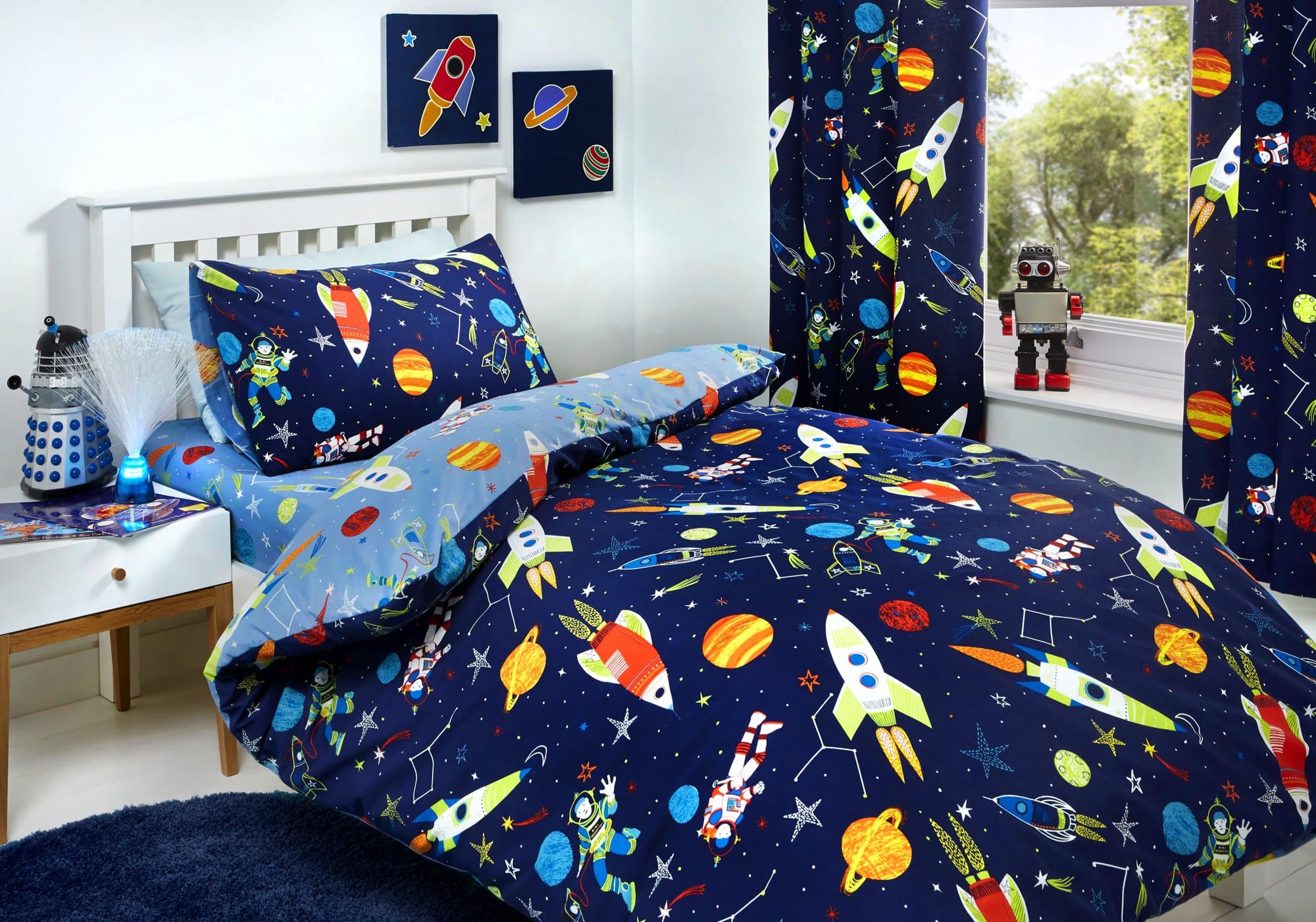 Bedlam - Supersonic - Glow In The Dark Duvet Cover Set | Double Bed Size | Blue Bedding