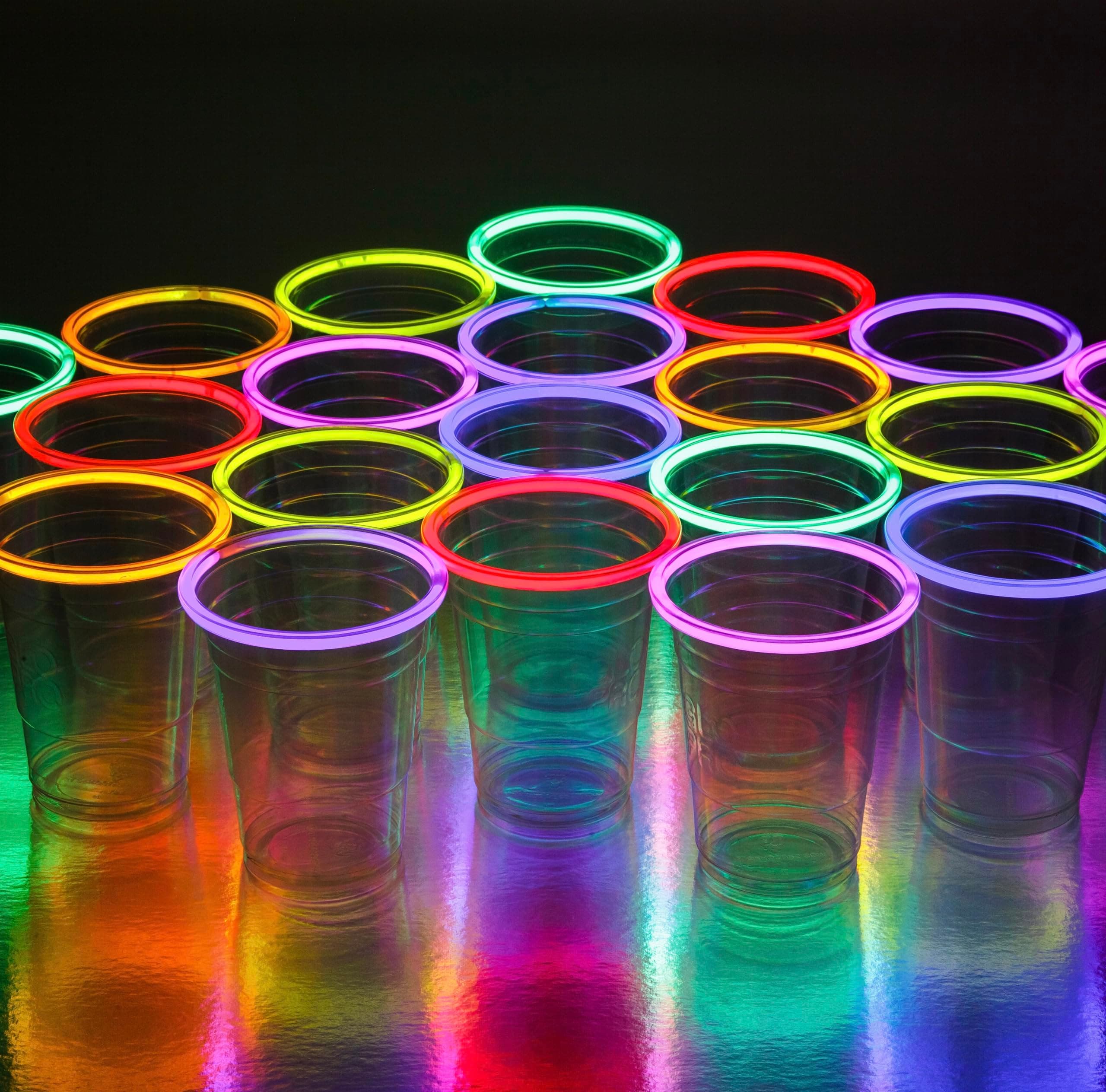 Glo ProNEON GLOWING PARTY CUPS 16 oz LED Blacklight Multi Color Light Up Cups Blacklight Party Glow Sticks Glow Party Glow In The Dark Party Decorations Party Supplies