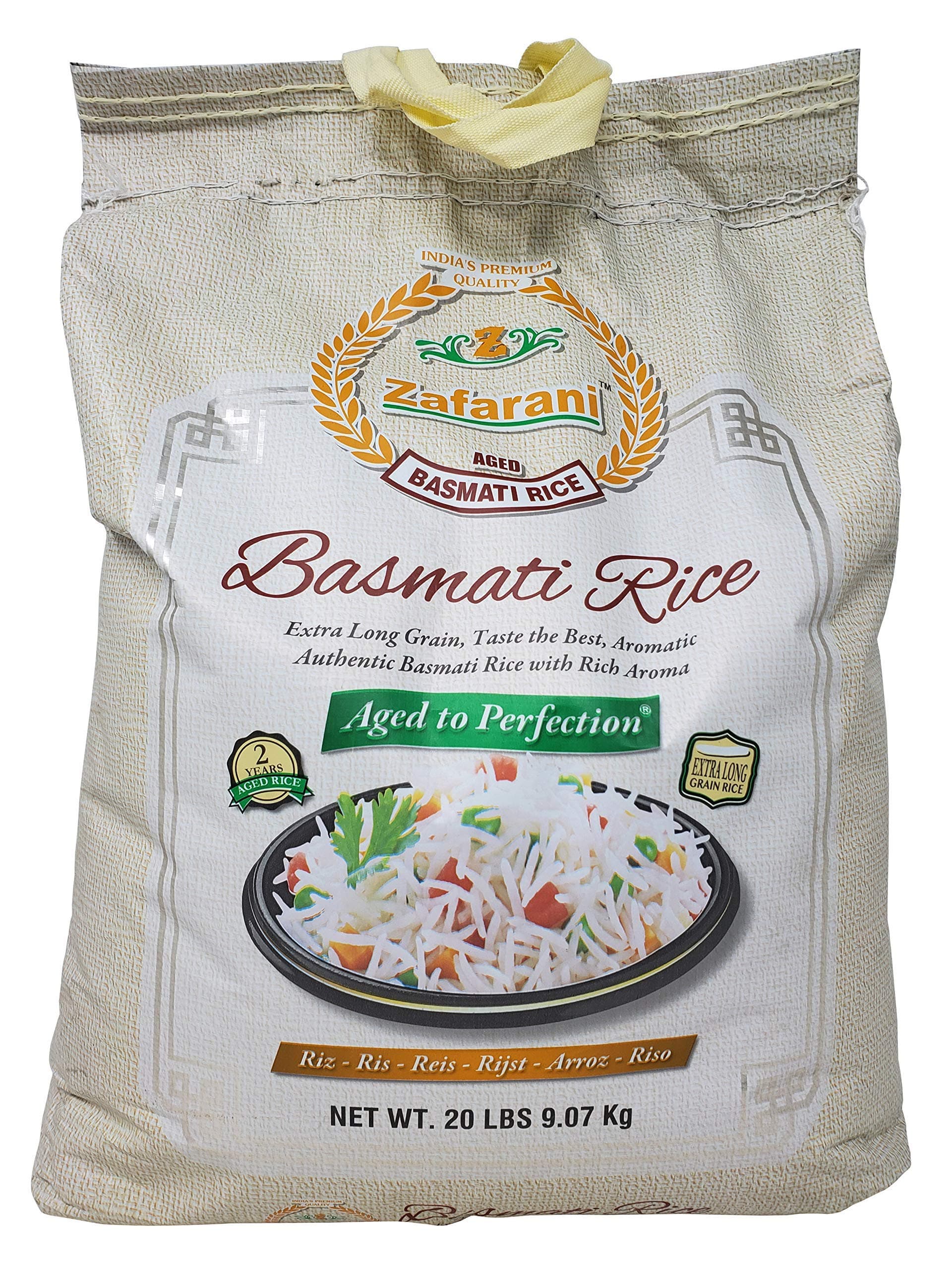 Zafarani Aged Basmati Rice Aromatic Extra Long Grain Rice from India 20 LB