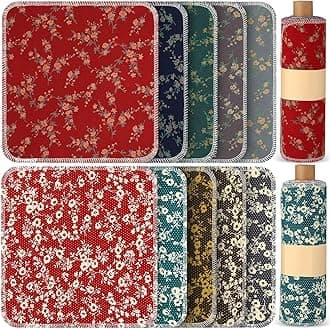 Redbaker 50 Pcs Reusable Paper Towels Paperless Reusable Cotton Cloths Toilet Absorbent Washable Paper Towels with Roll Kitchen Dishcloth for Kitchen Paperless Dishcloths(Floral)