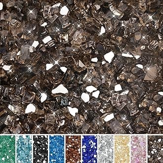 Skyflame Fire Pit Glass Rocks, 15 Pound Bronze Reflective Fire Glass for Outdoor Indoor Fire Bowl Fireplace, 1/2-Inch