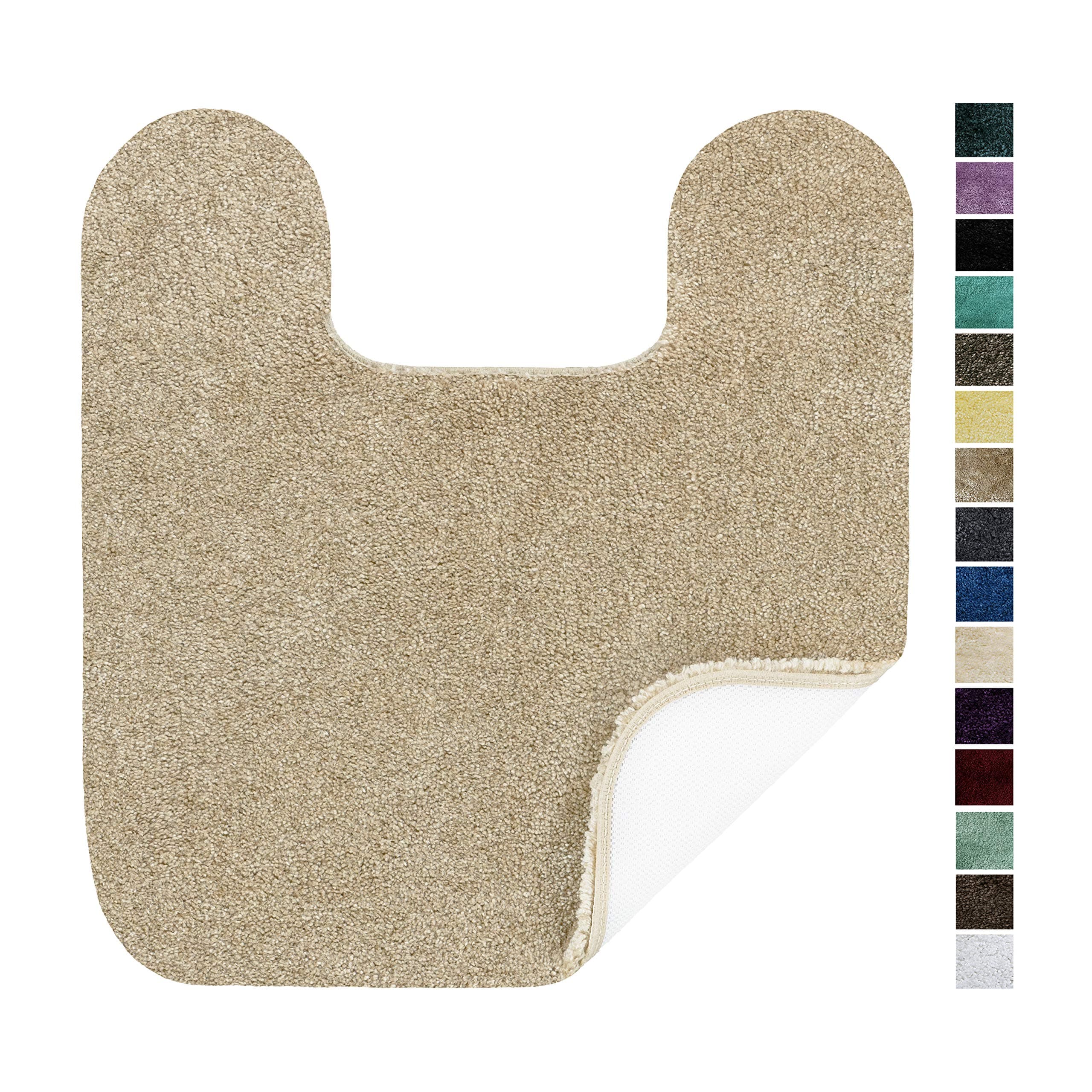 Maples Rugs Softec Non Slip Washable & Quick Dry Contour Toilet Rugs [Made in USA], U-Shaped, Beige