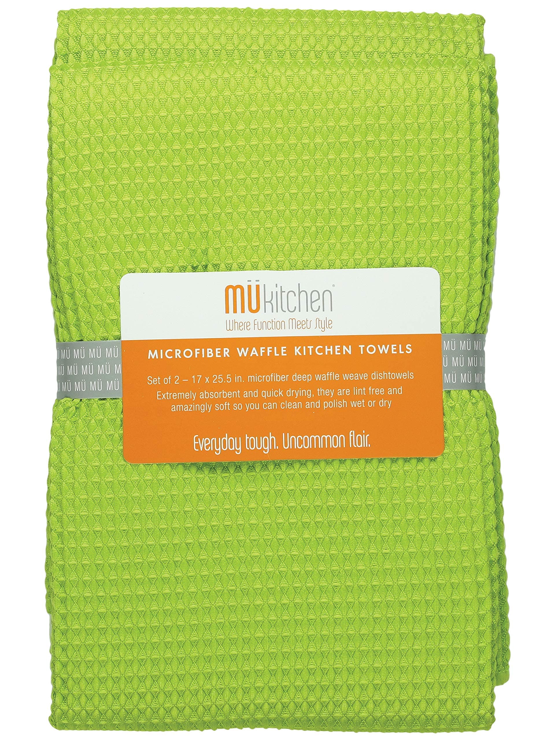 MUkitchen MUmodern Waffle Microfiber Dish Towel in Grass (Set of 2)