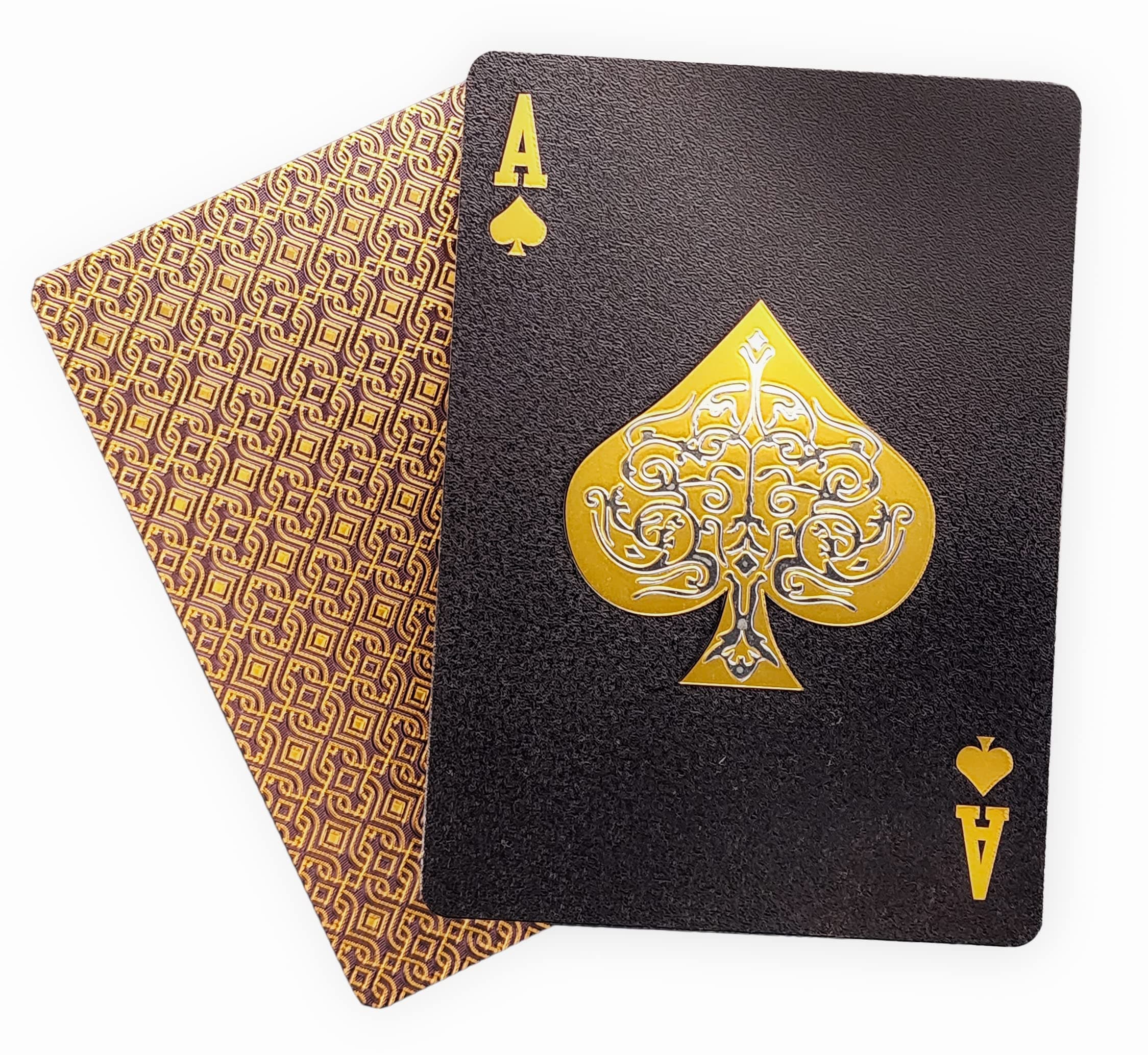 INTEGEAR 2 Decks of Playing Cards, Gold 3D Embossed Patterned Poker Cards Plastic PET Waterproof Playing Cards Luxury Magic Trick Game Tool Gift Reusable Party Decoration