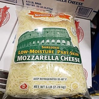 Supremo Italiano Shredded Low-Moisture Part skim Mozzarella Cheese 5 lb