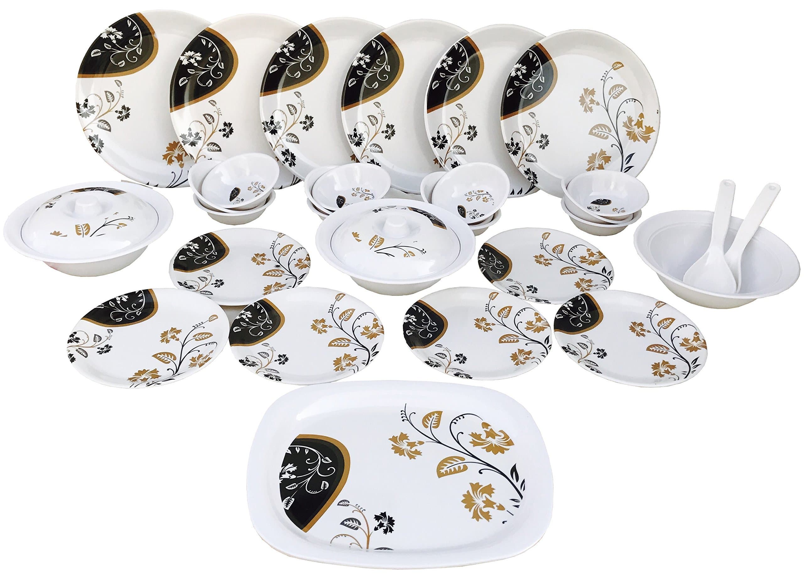 BLUE STREAK Melamine Dinner Set - 32 Pieces, Brown