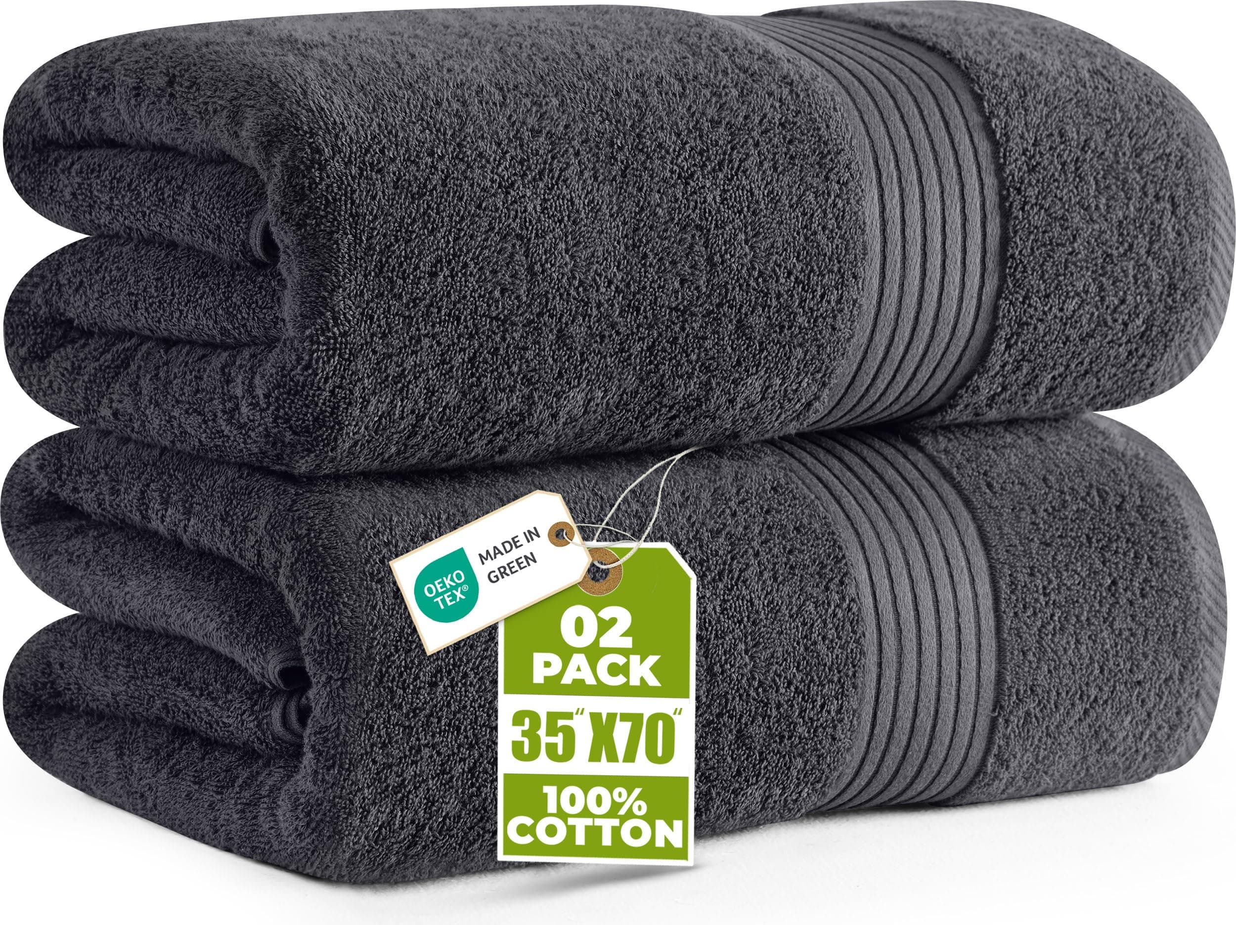 Utopia Towels - Luxurious Jumbo Bath Sheet 2 Pack - 100% Cotton Highly Absorbent and Quick Dry Extra Large Bath Towel - Super Soft Hotel Quality Towel (90 x 180 cm, Grey)