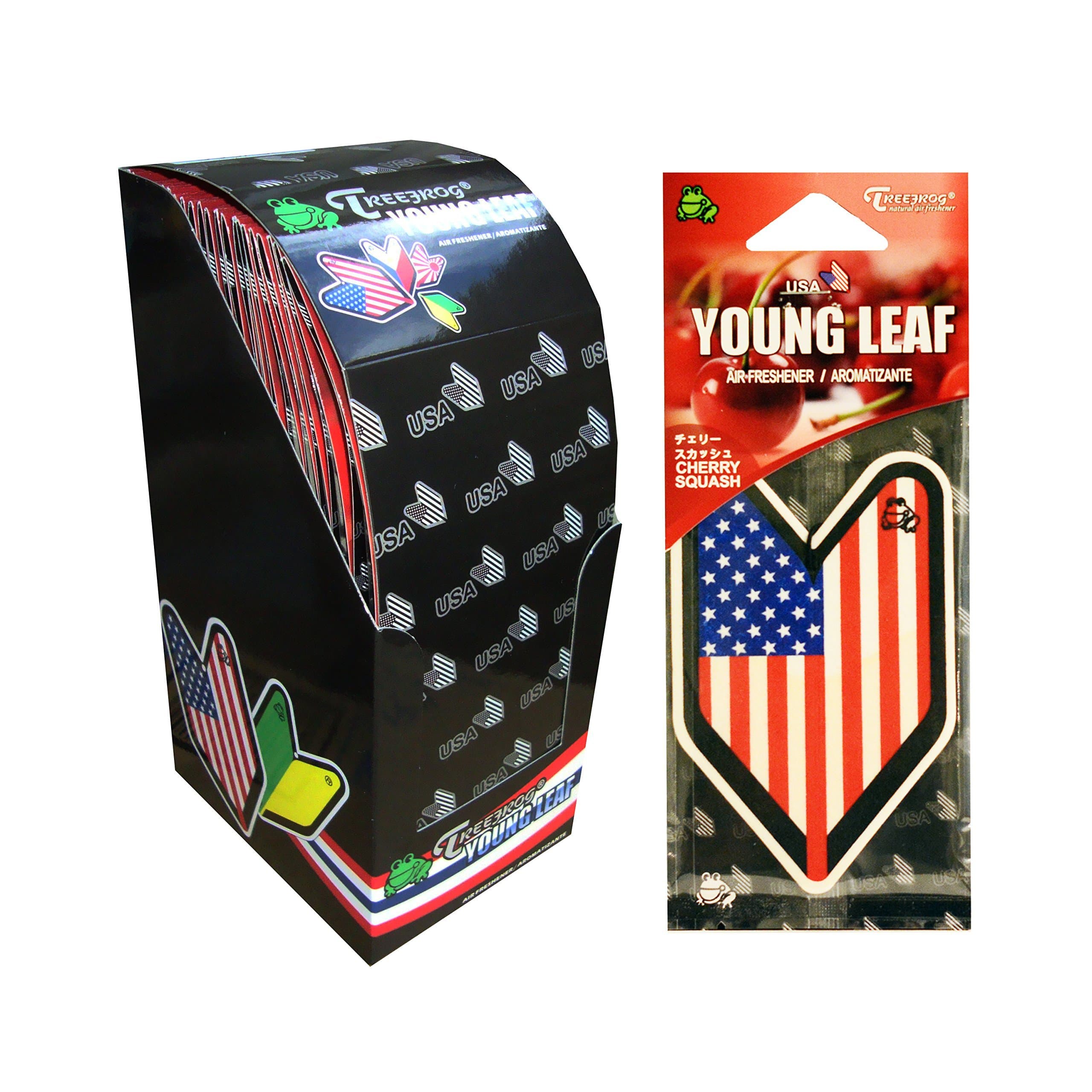 Wakaba Young Leaf YLCS43 Japan Tree Frog Cherry Squash Scents JDM Hanging Air Freshener, 1 Box, 24 Piece