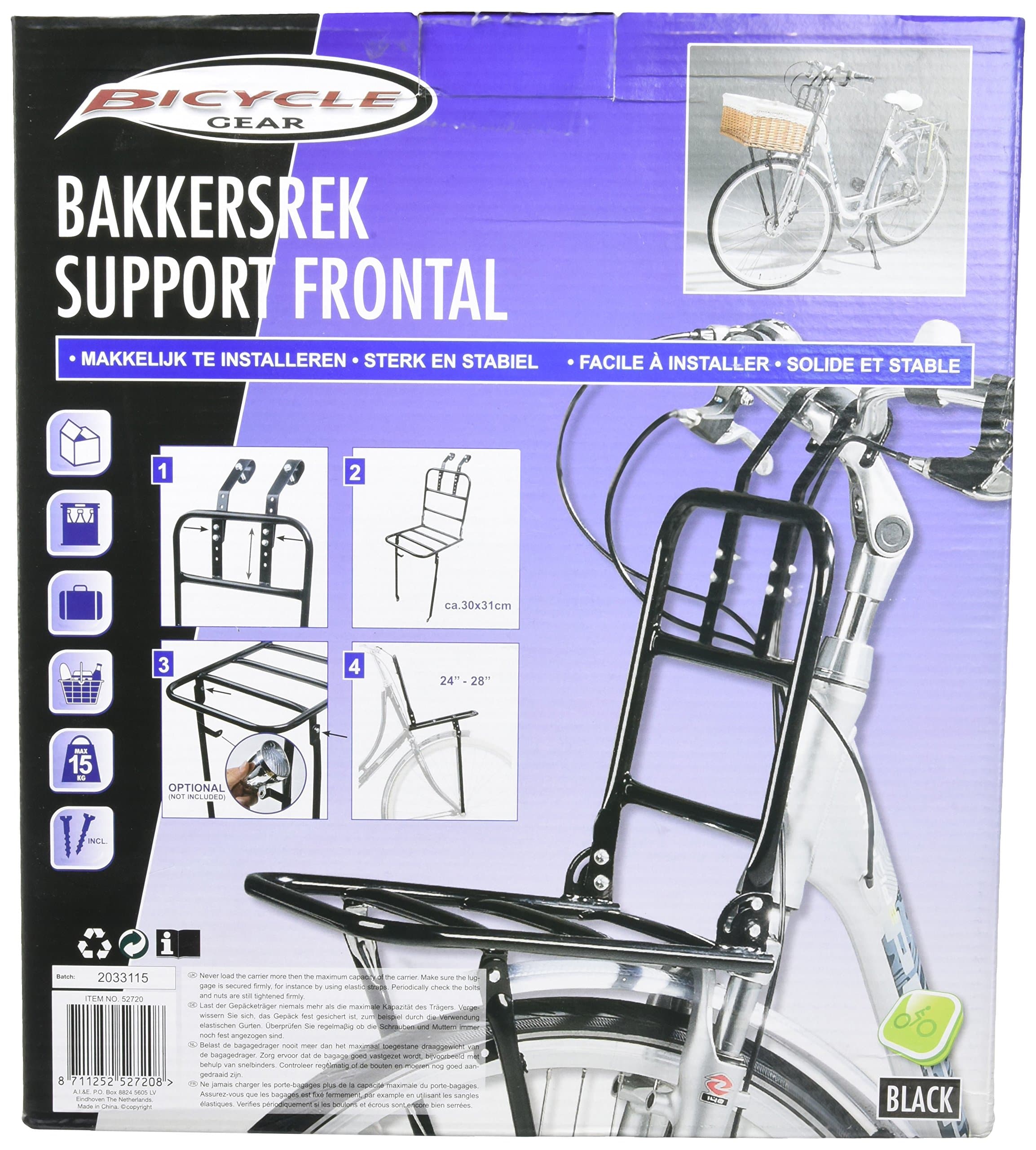 Bicycle Gear 871125252720 Front Rack, Black