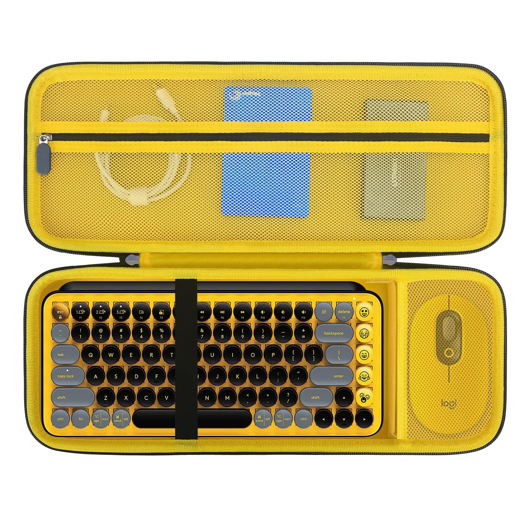 Hard Carrying Case for Logitech POP Keys Mechanical Wireless Keyboard, Portable Bluetooth Wireless External Keyboard Travel Case Bag, Extra Mesh Pocket Fits Mouse, Included USB, Dongle, Black