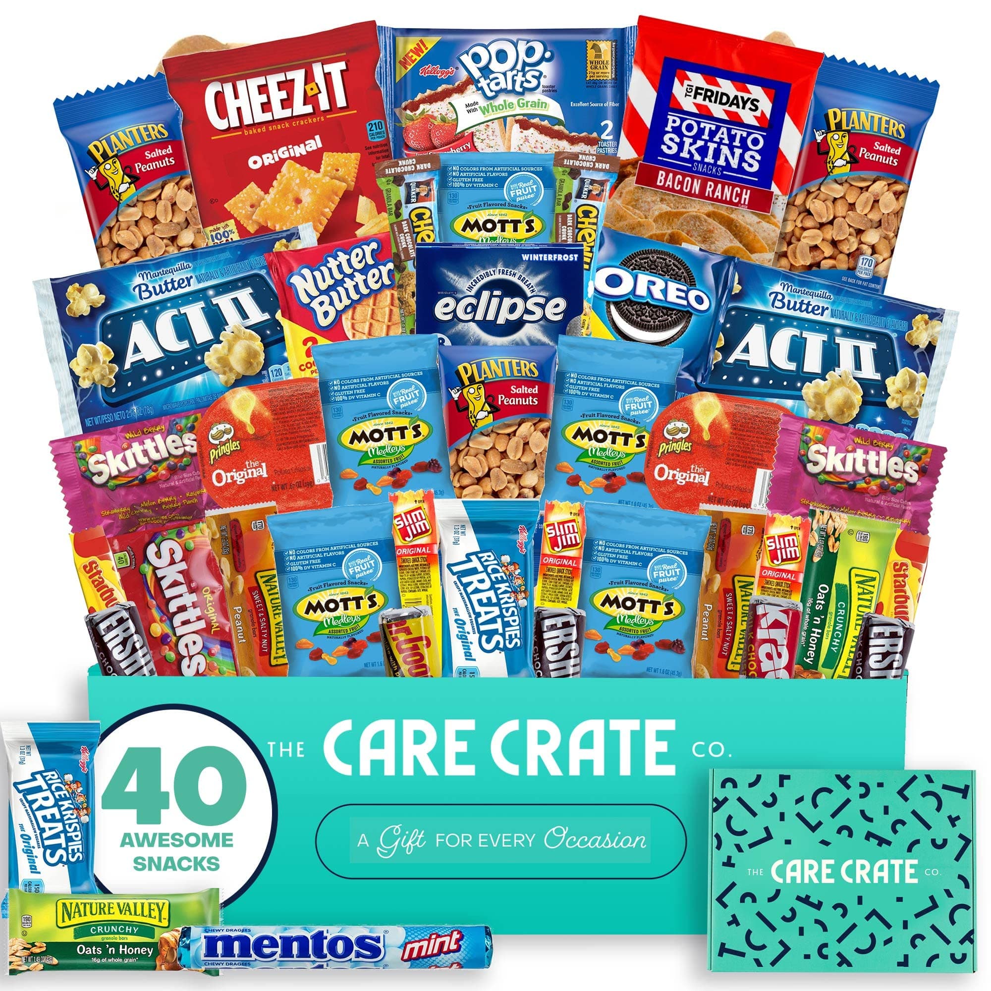 Snack Box Care Package (40 piece Snack Pack) Candy Gift Basket Idea Chips Variety Pack, Pretzels, Candies and more!