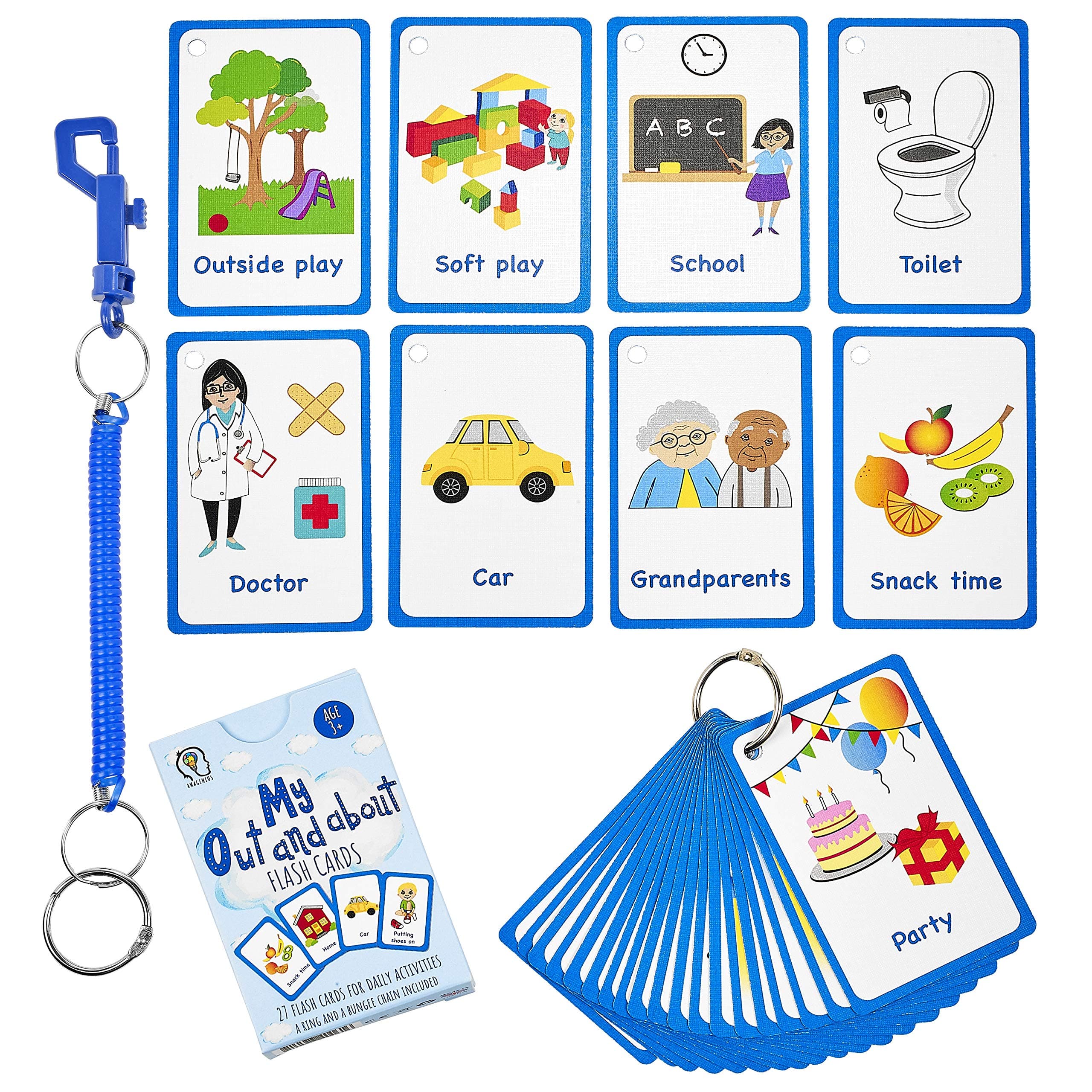 Amonev My Out and About Activity Cards 27 Flashcards for visual aid Special Ed, Speech Delay Non Verbal Children and adults with Autism or Special Needs