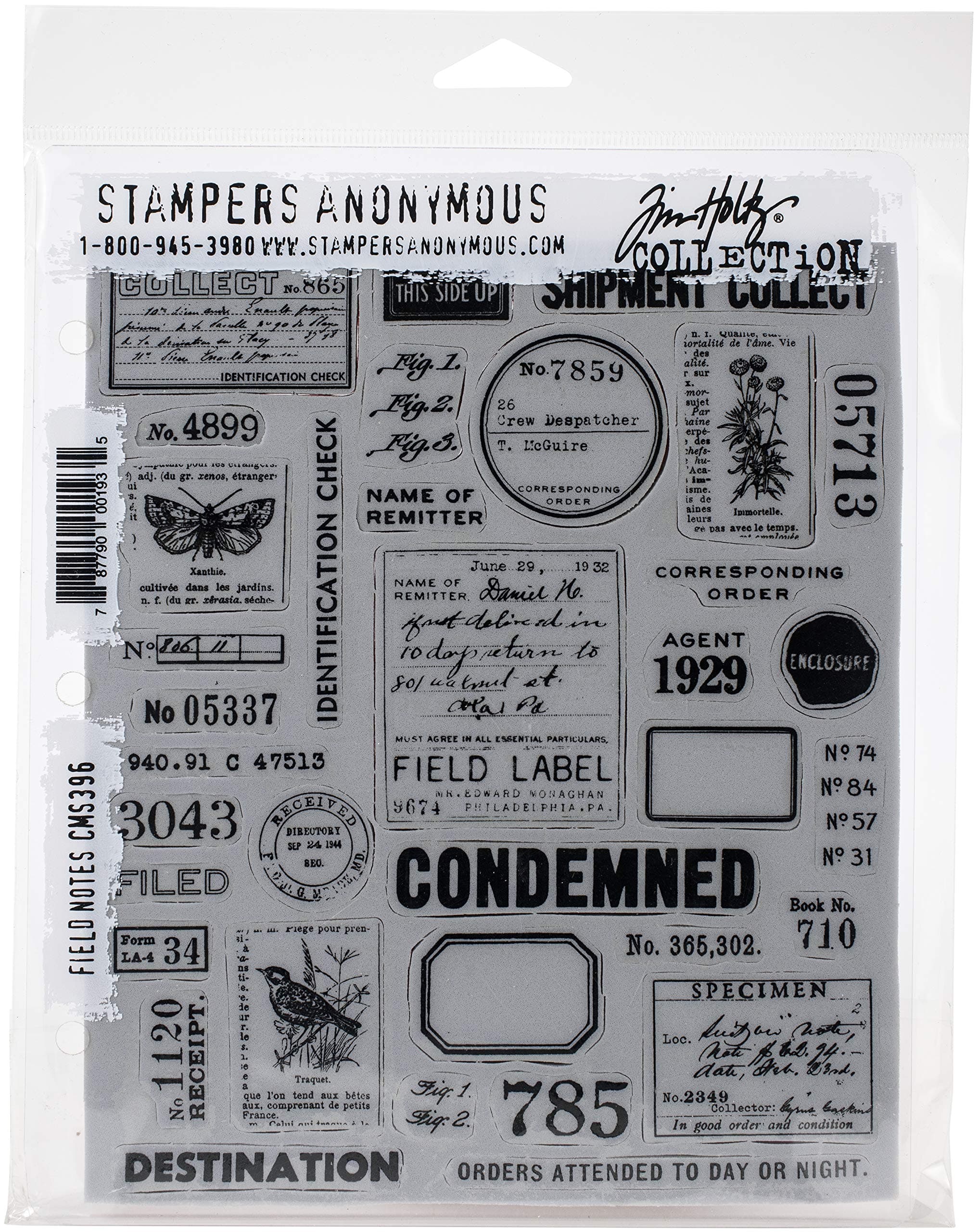 Tim Holtz Cling Stamps 7"X8.5"-Field Notes